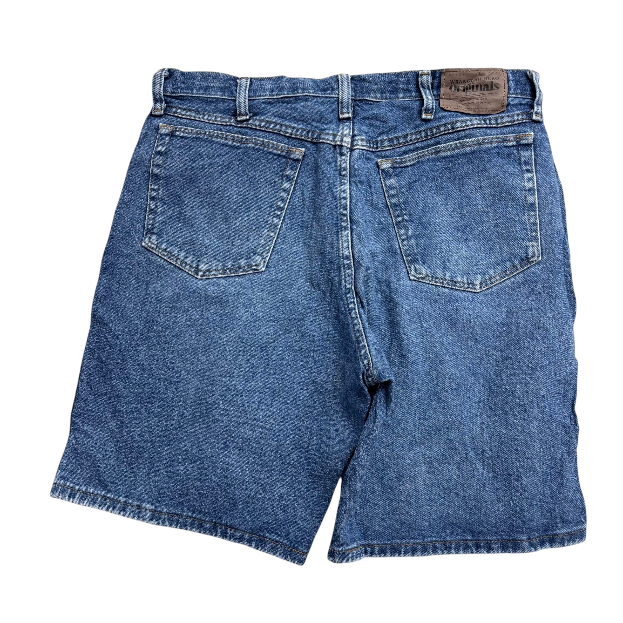 Vintage Wrangler Baggy Jorts W34 Mens Denim Shorts Mid Blue Relaxed Fit (E)