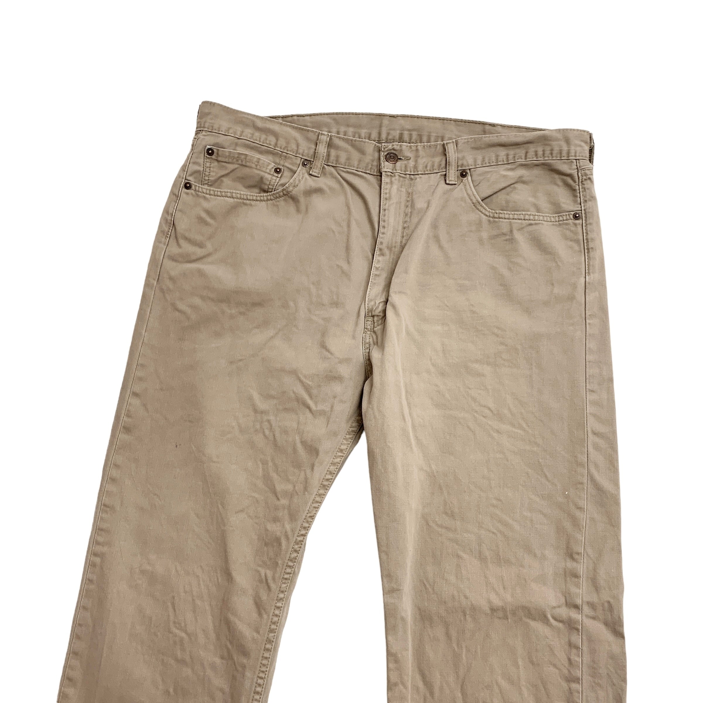 Levis 505 Trousers W40 L32 Mens Beige Stone Regular Straight Fit Cotton Pants