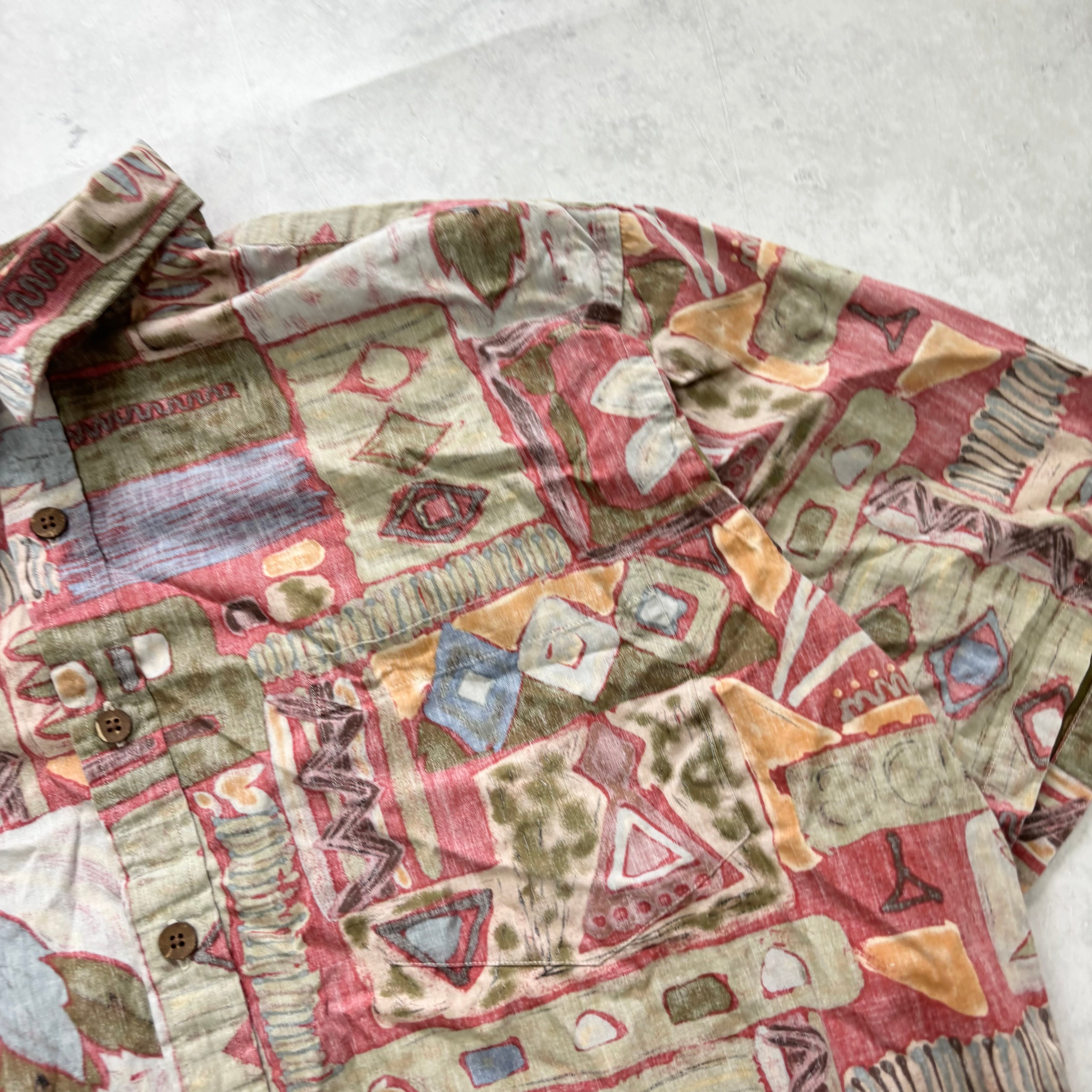 Vintage Hawaiian Shirt Mens Large Floral Aloha Short Sleeve Cotton (E)