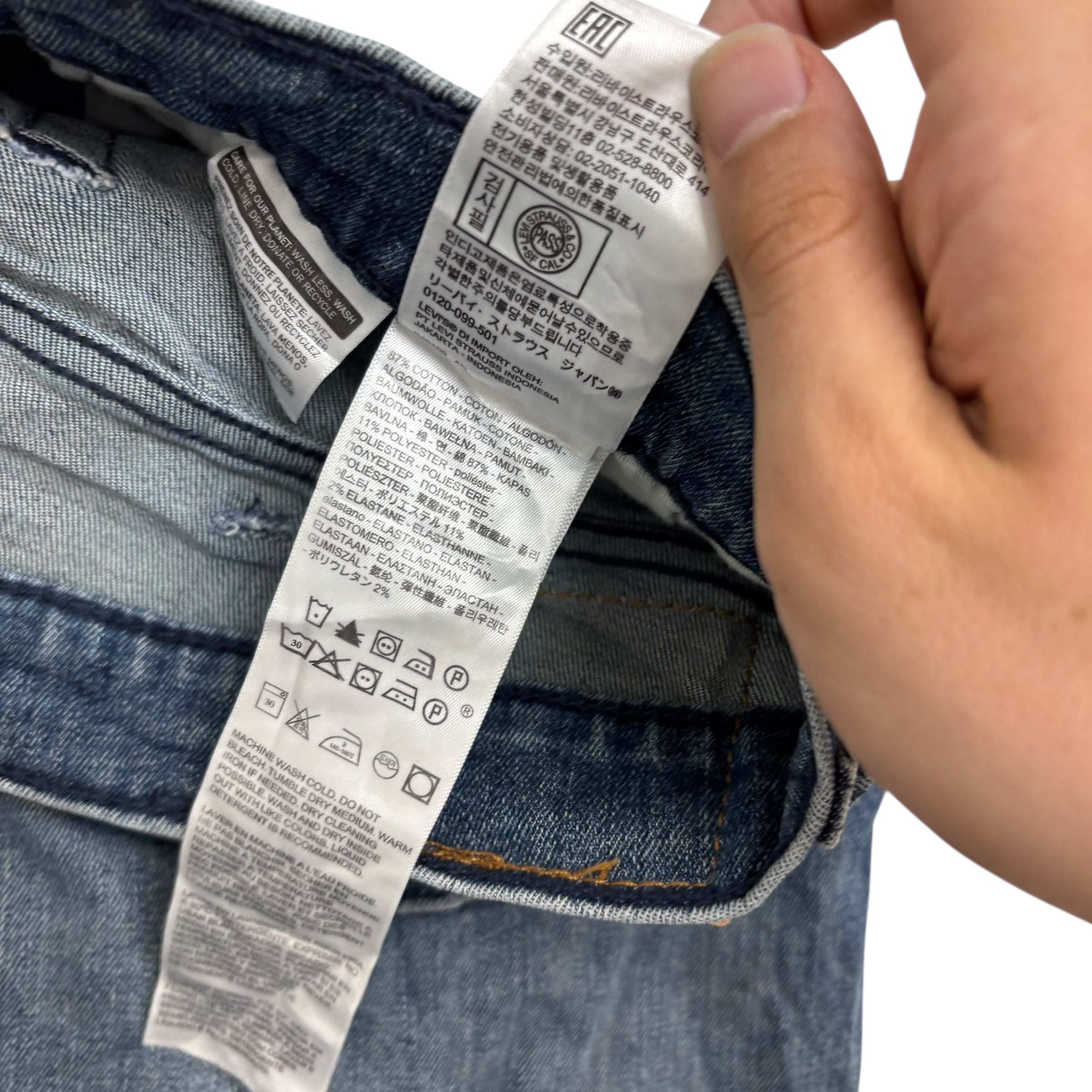 Levis 510 Jeans W40 L34 Mens Mid Blue Skinny Fit Stretch Distressed Denim