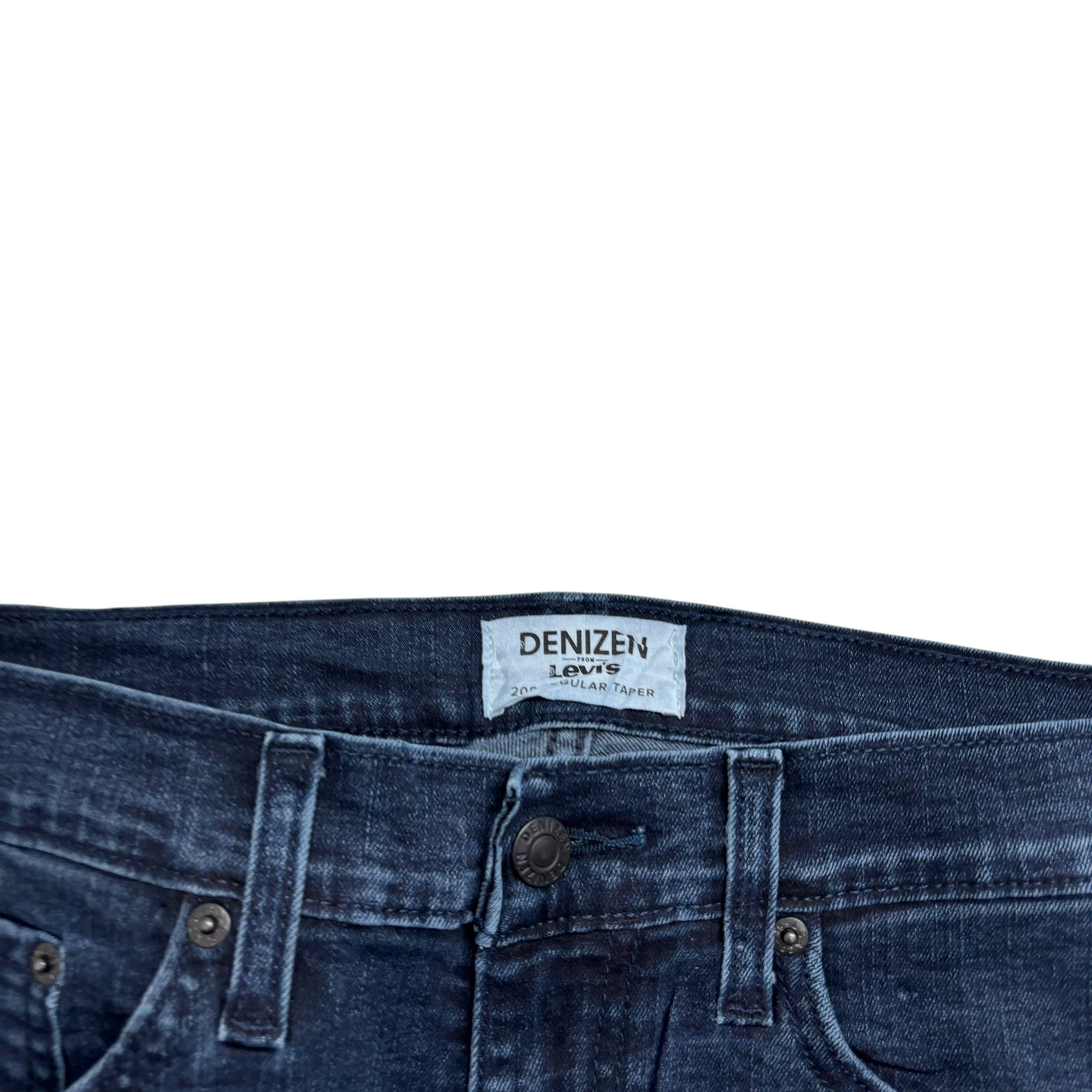 Levis Denizen Jeans W34 L30 Mens Navy Blue Regular Tapered Fit Stretch (E)