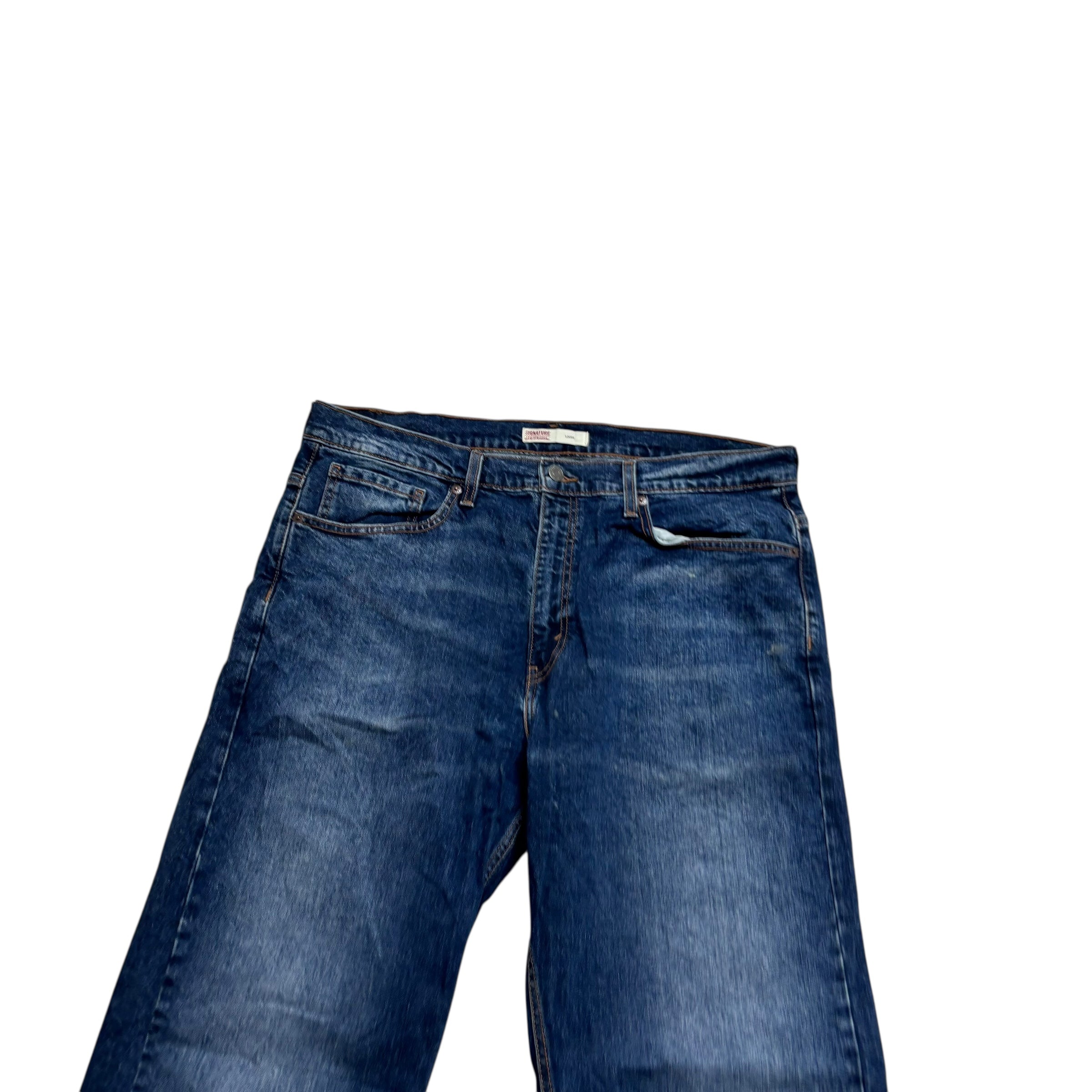 Levis Signature Jeans W36 L34 Mens Dark Blue Baggy Relaxed Fit Stretch Denim