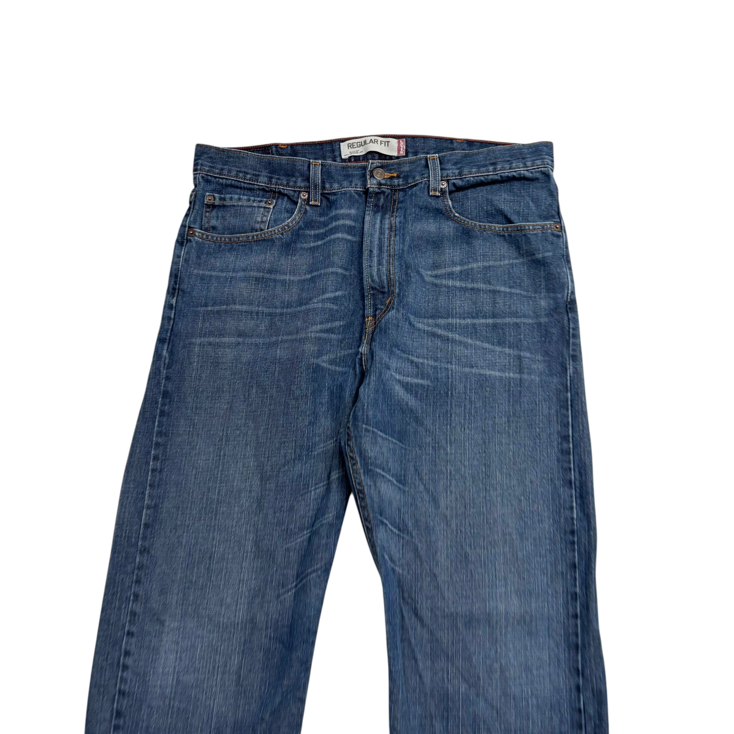 Levis 505 Jeans W38 L30 Mens Dark Blue Regular Straight Fit Vintage Denim