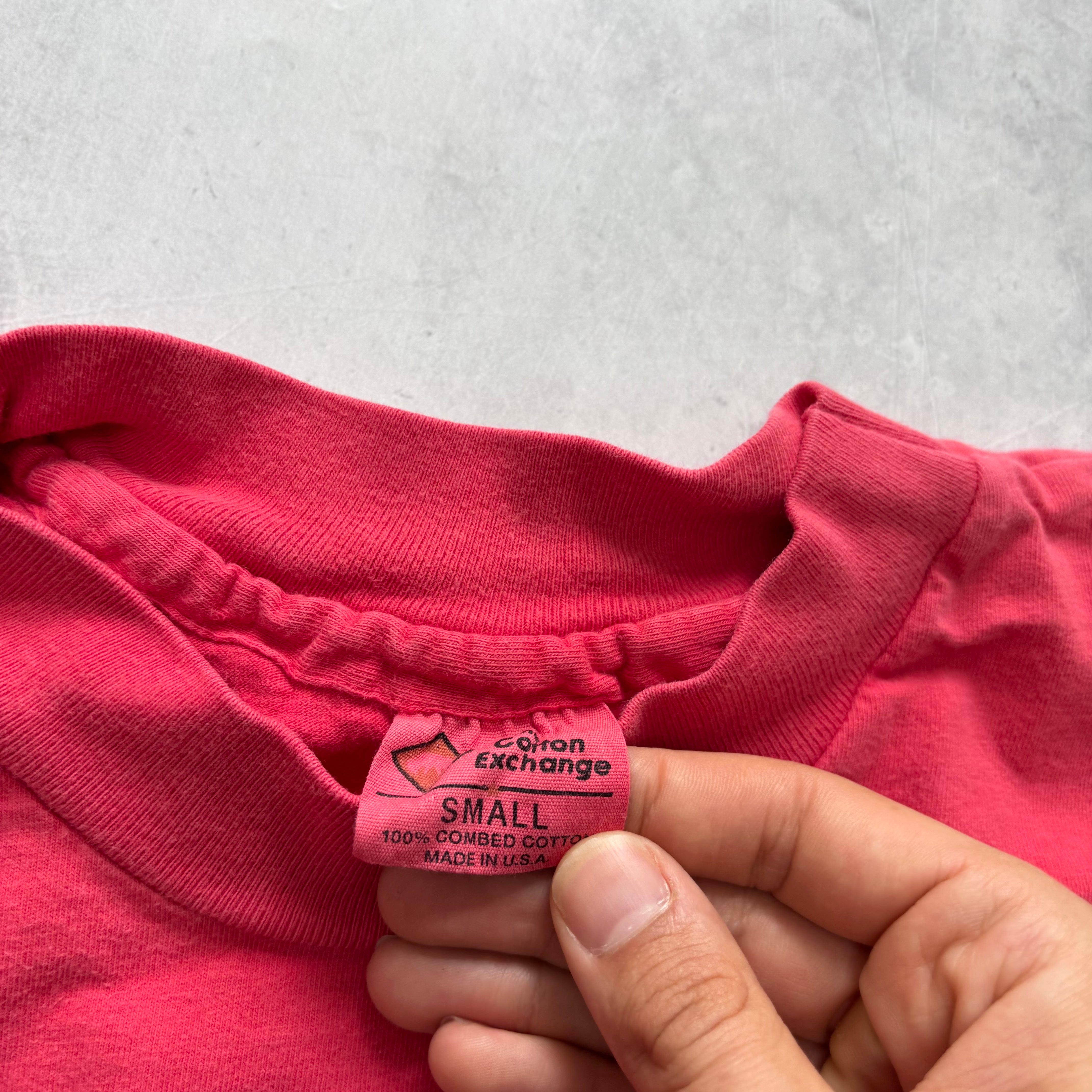 Vintage T Shirt Mens Small Pink Single Stitch Graphic Print 90s College (E)