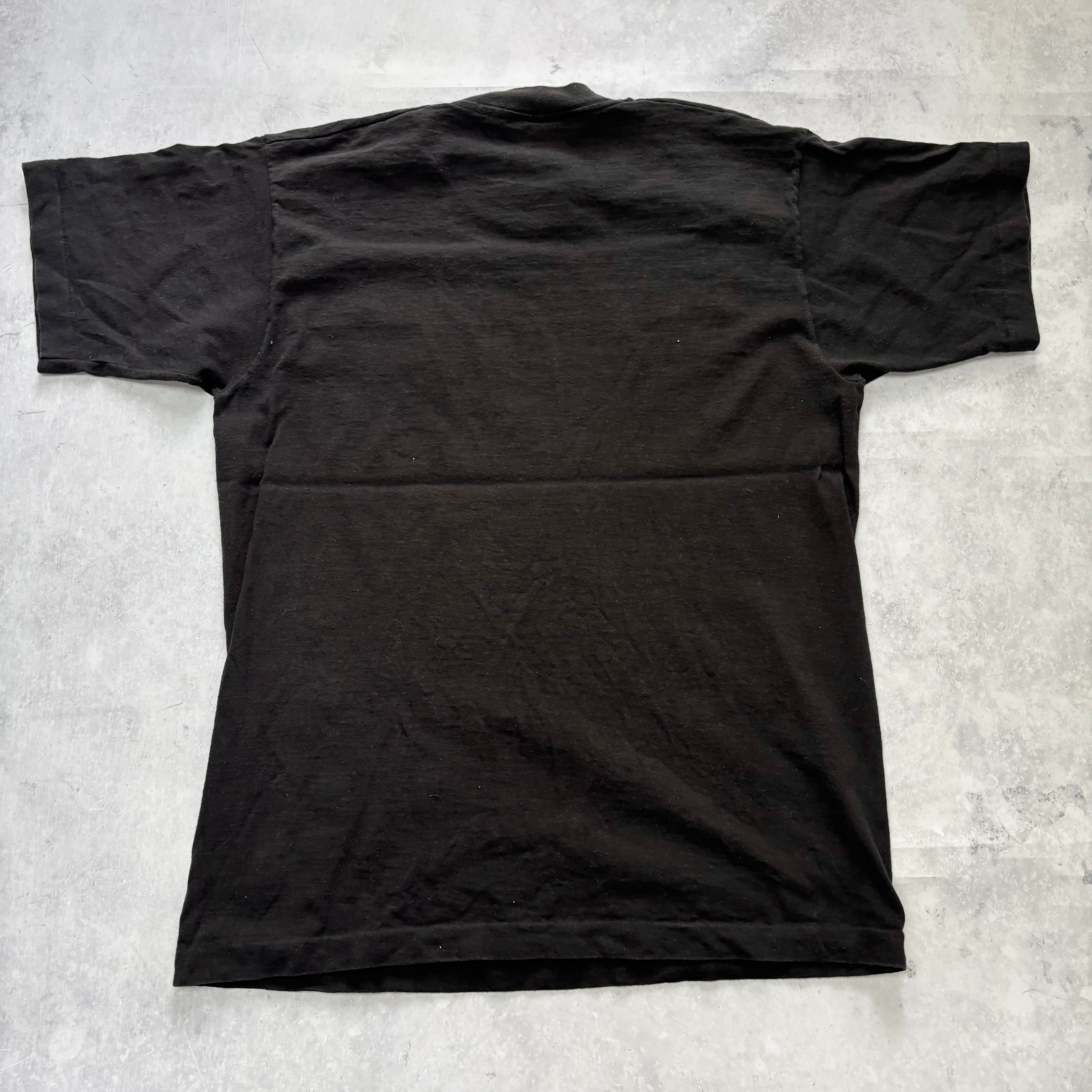 Vintage T Shirt Mens Large Black Single Stitch Graphic Print 90s USA