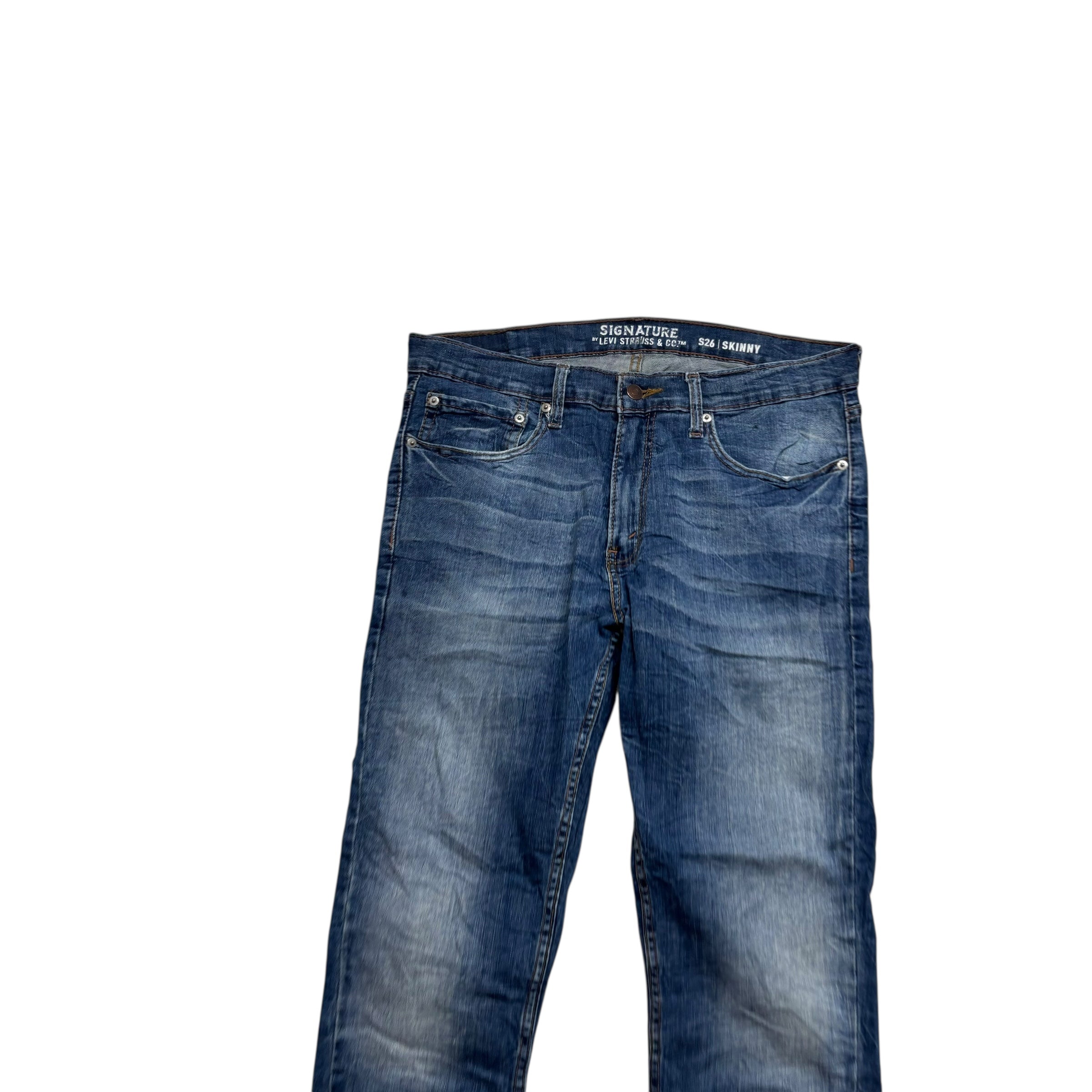 Levis Signature Jeans W34 L30 Mens Mid Blue Skinny Fit Stretch Denim (E)