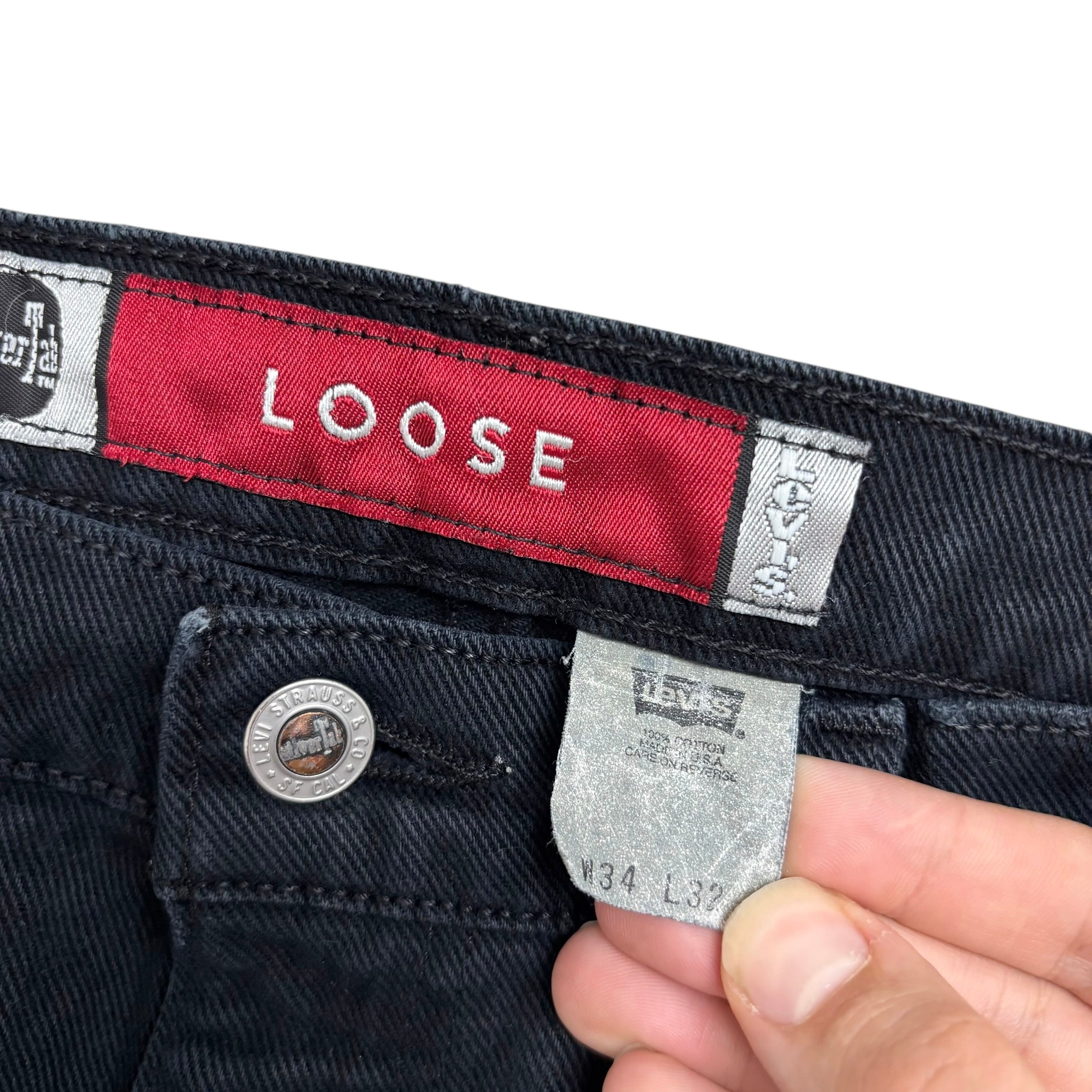 Levis Silver Tab Baggy Jeans W33 L32 Mens Navy Blue Relaxed USA Made Vintage (E)