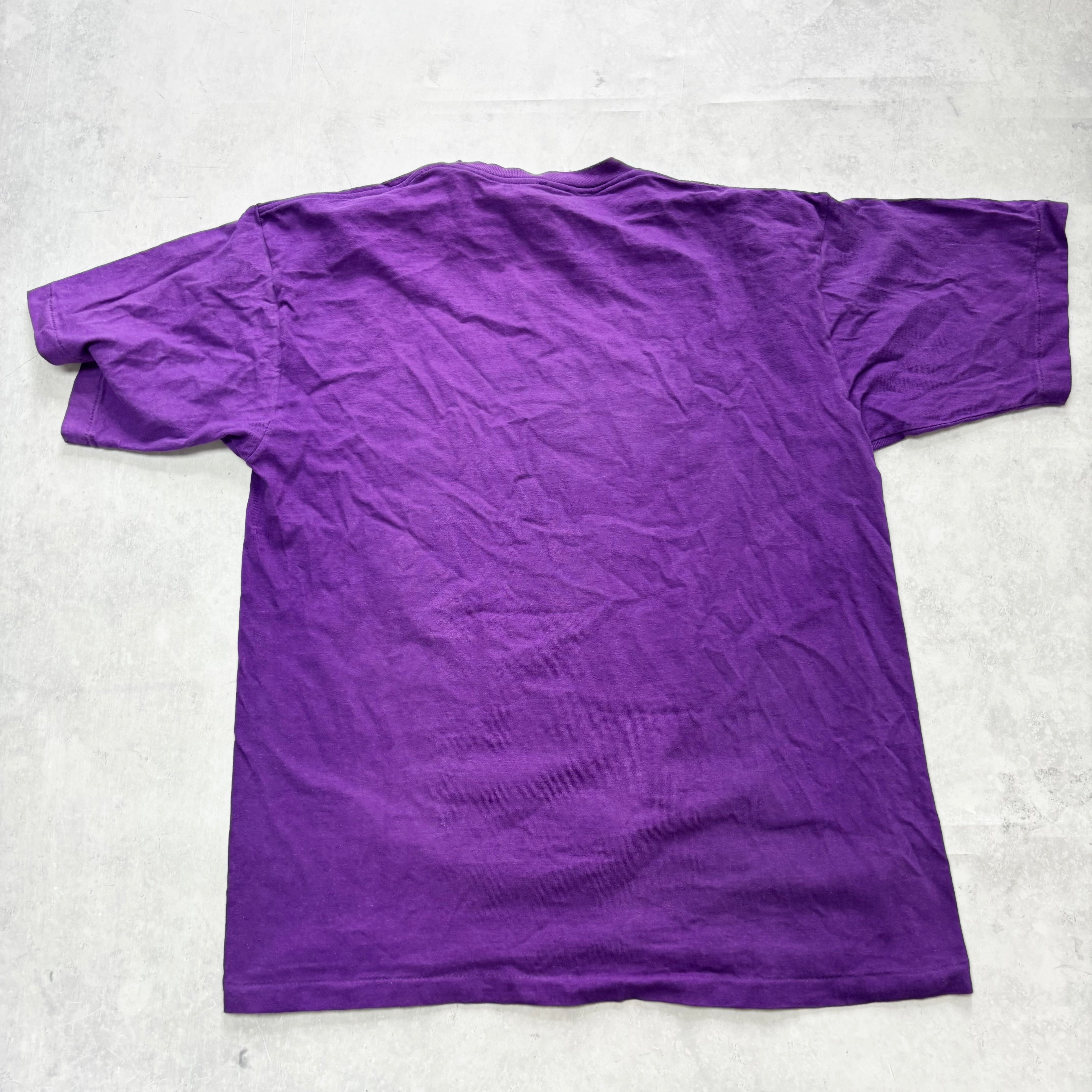 Vintage T Shirt Mens Large Purple Single Stitch Graphic Print 90s (E)