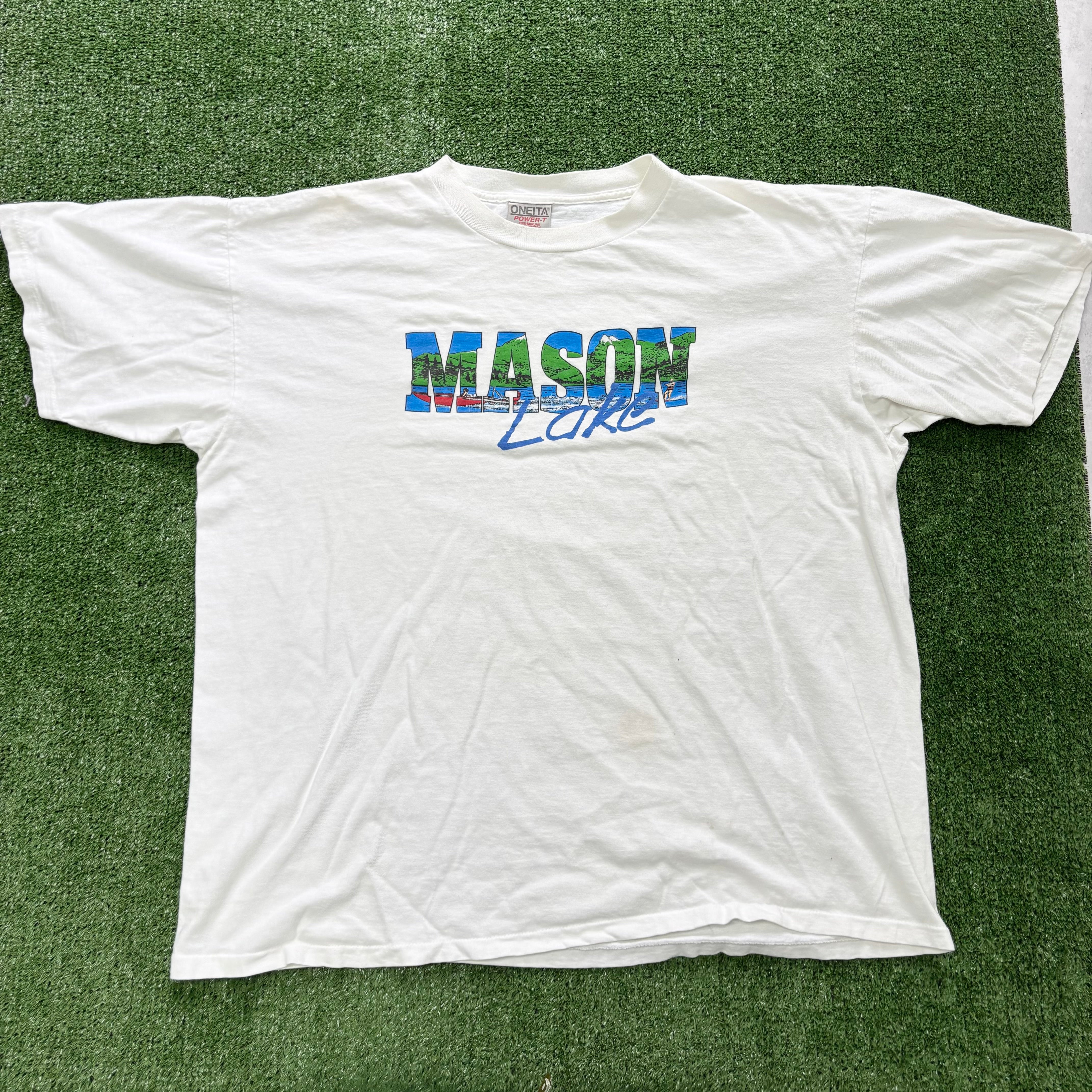 Vintage T Shirt Mens XL White Single Stitch Graphic Print 90s Tourist (F)