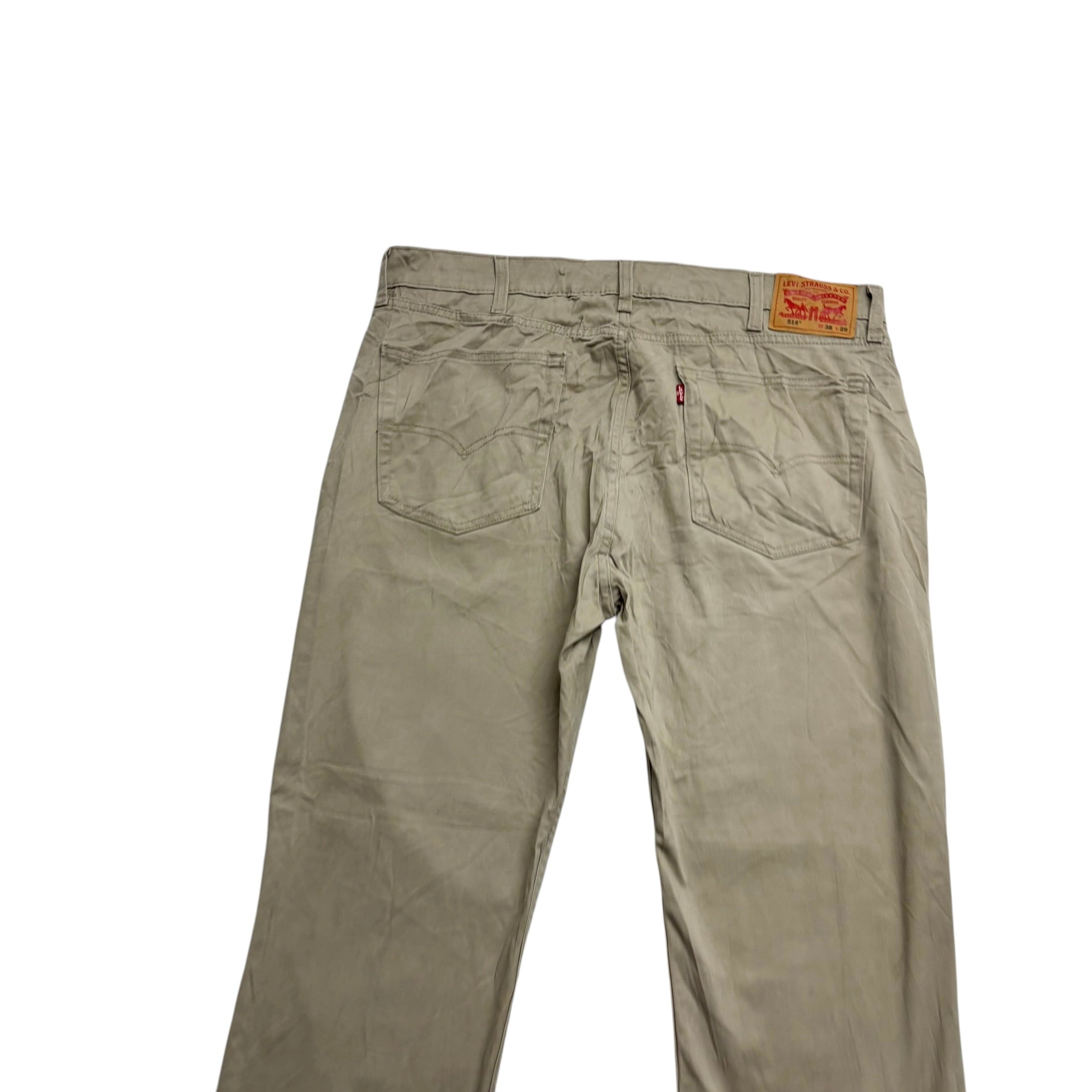 Levis 514 Jeans W38 L29 Mens Beige Cream Regular Straight Fit Stretch Denim (E)