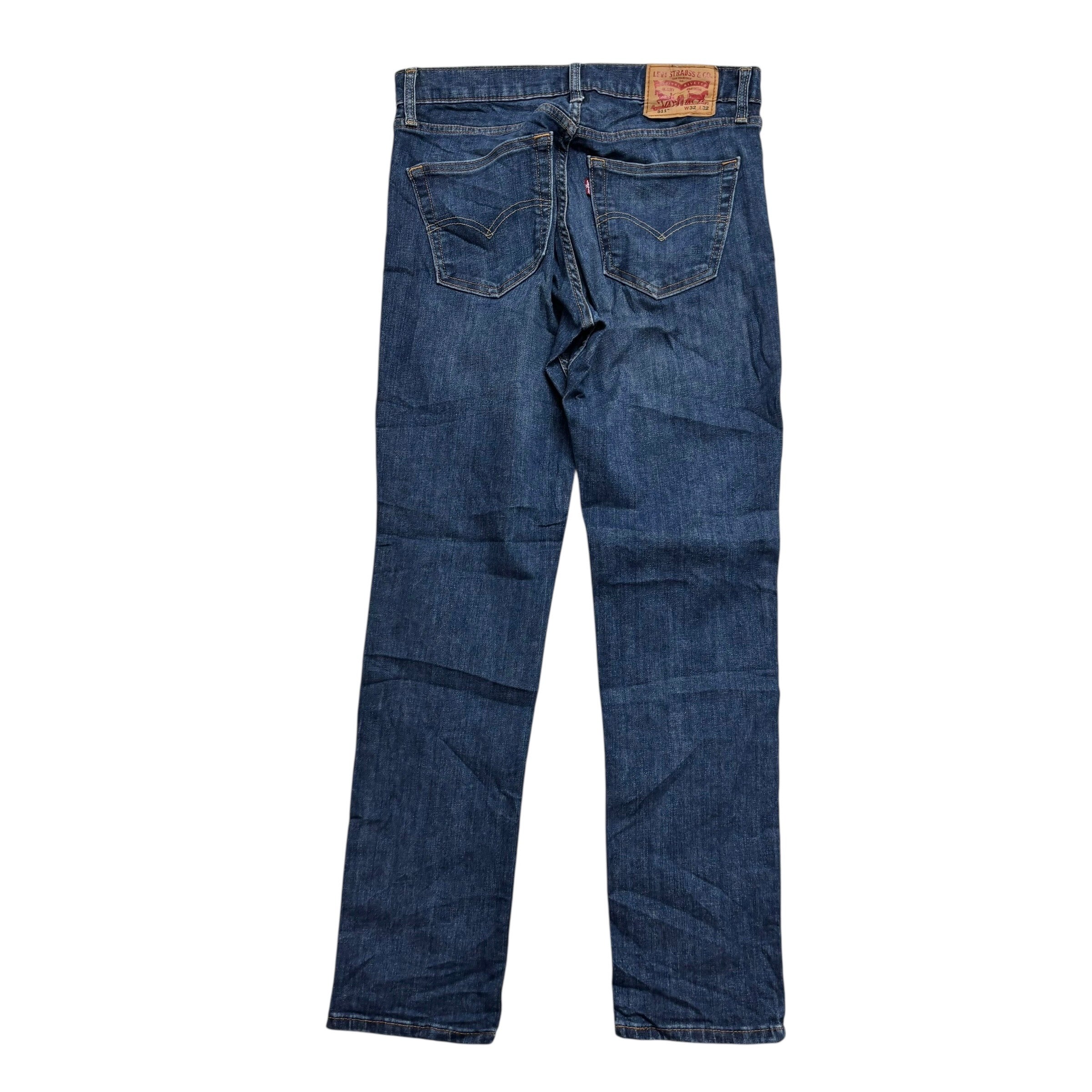 Levis 511 Jeans W32 L32 Mens Dark Blue Slim Fit Stretch Denim (E)