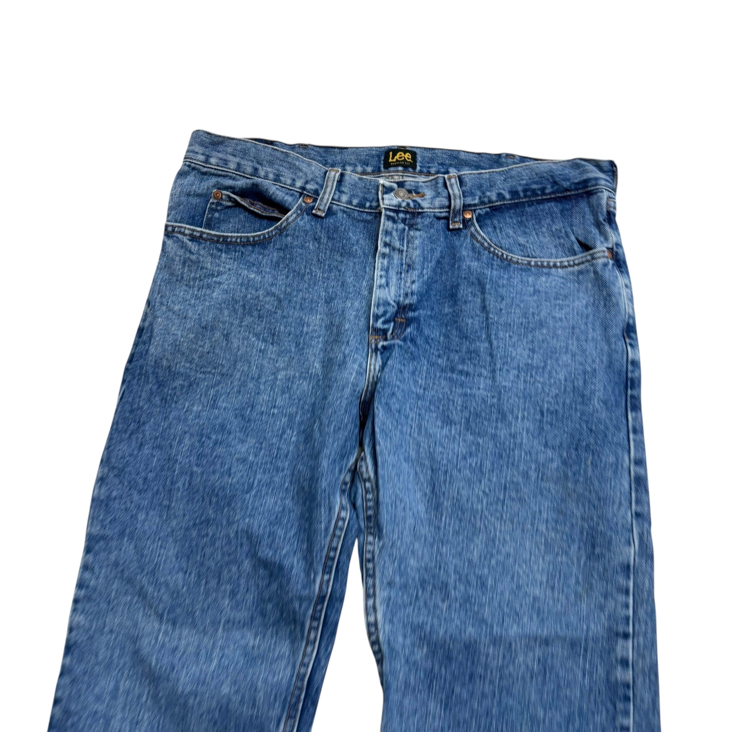 Lee Jeans W36 L29 Mens Regular Straight Fit Mid Blue Vintage Denim (E)