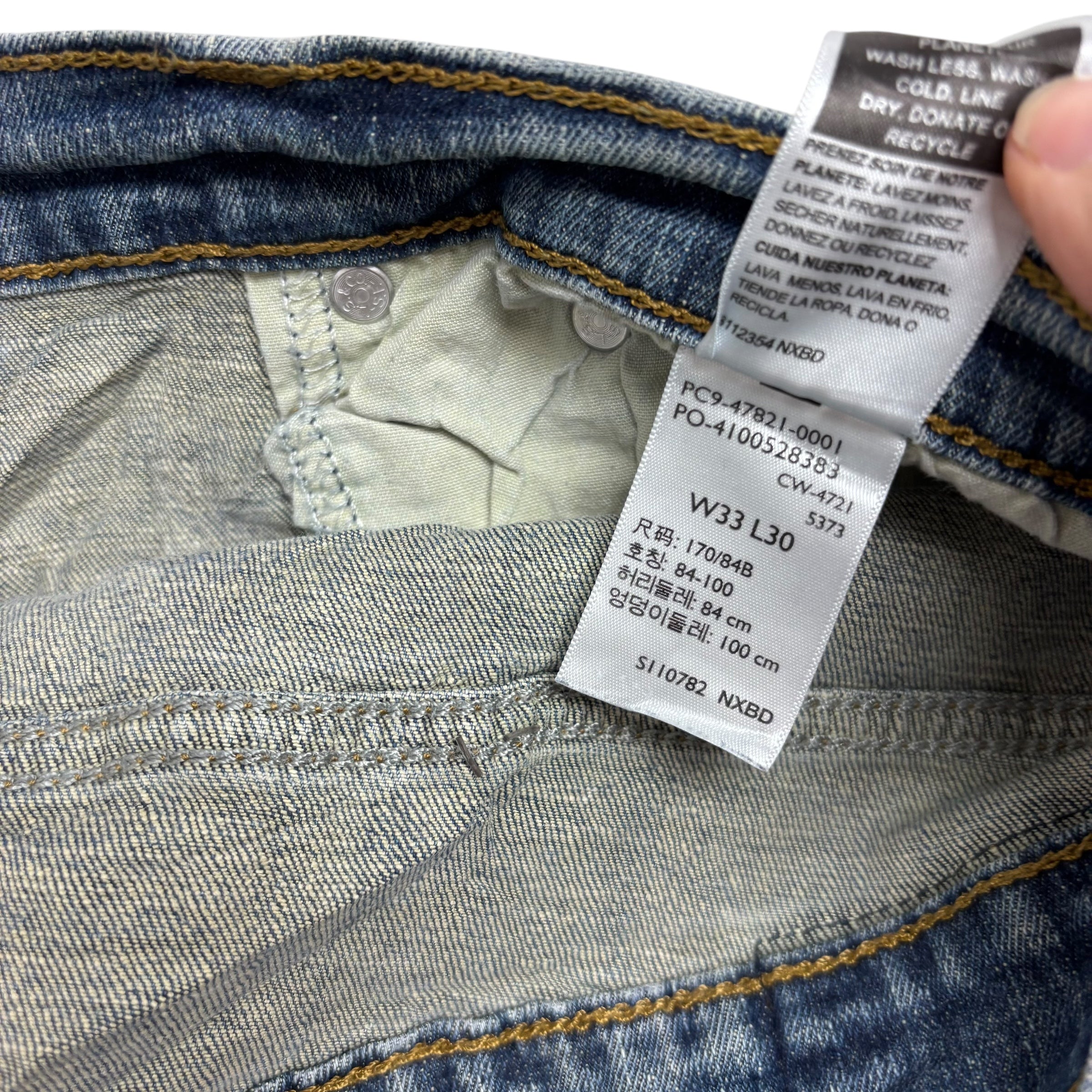 Levis Denizen Jeans W33 L30 Mens Mid Blue Relaxed Straight Fit Stretch Denim (E)