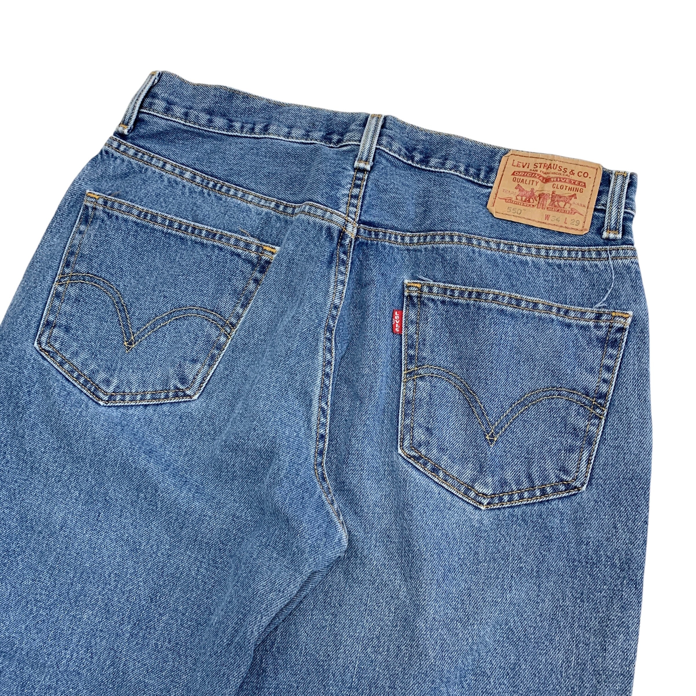 Levis 550 Jeans W34 L29 Mens Mid Blue Baggy Relaxed Straight Vintage Y2K Denim