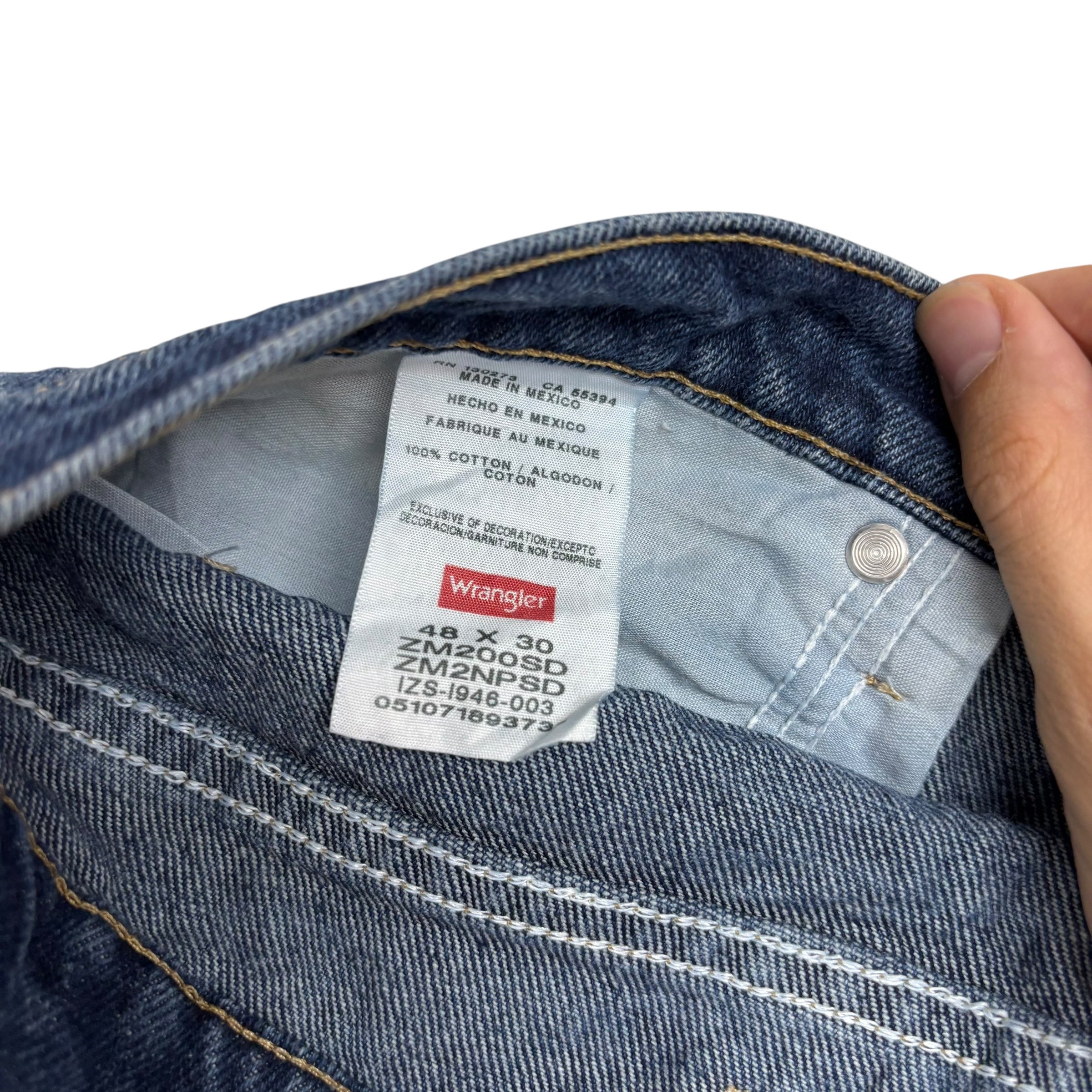 Wrangler Jeans W48 L30 Mens Dark Blue Baggy Relaxed Straight Fit Denim (E)