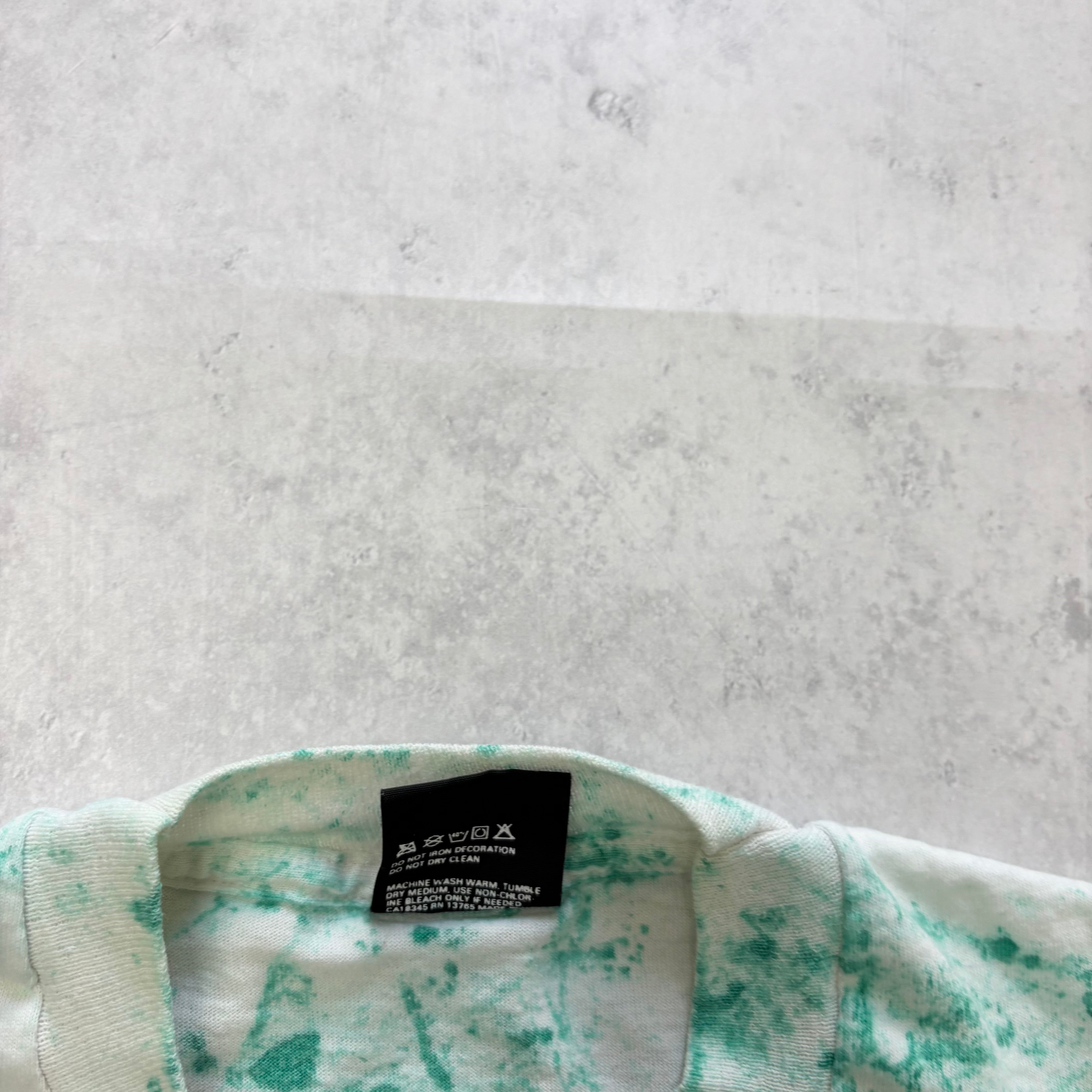 Vintage T Shirt Mens Large Green Single Stitch Graphic Print 90s USA