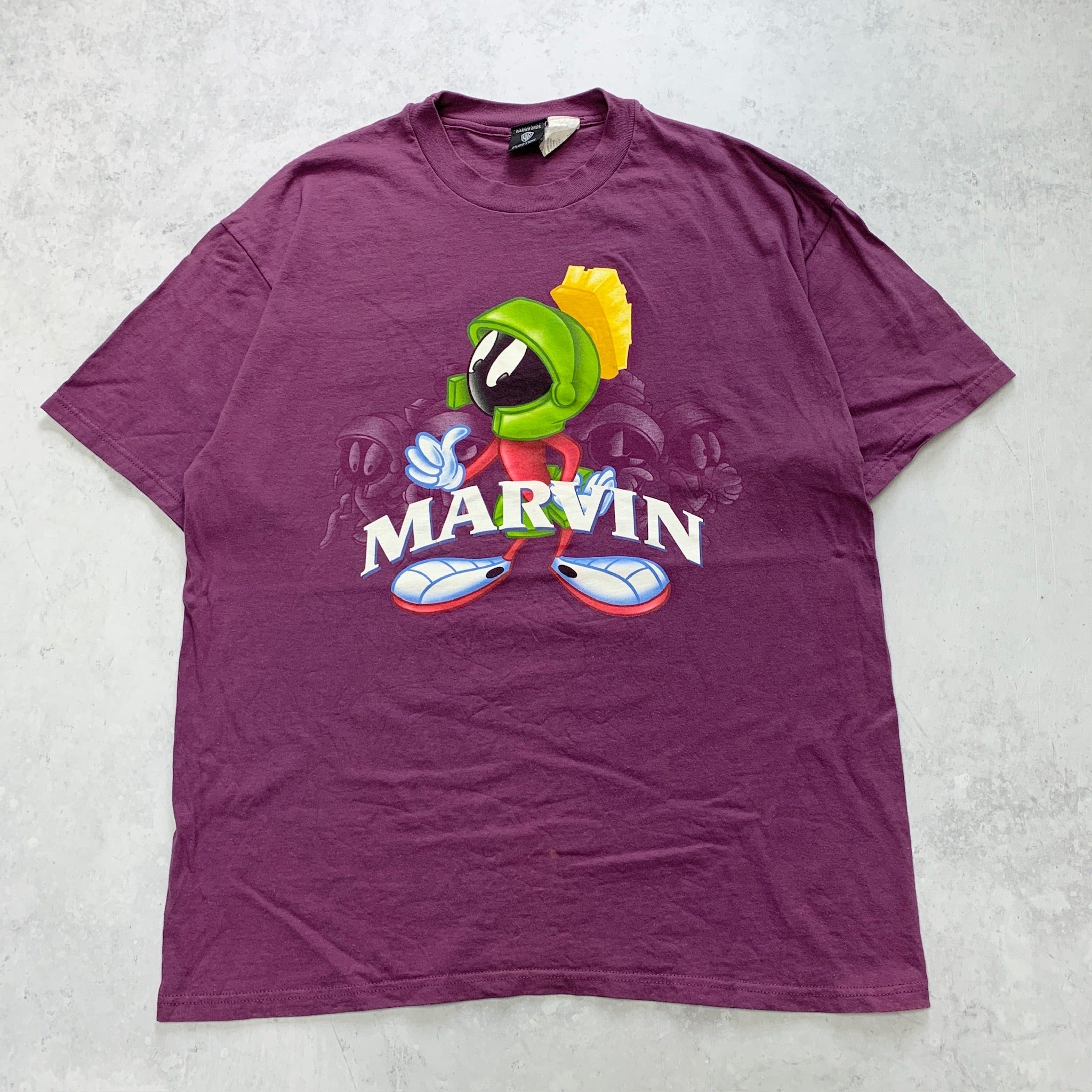 Vintage T Shirt Mens XL Purple Looney Tunes 90s Cartoon Graphic Print Marvin