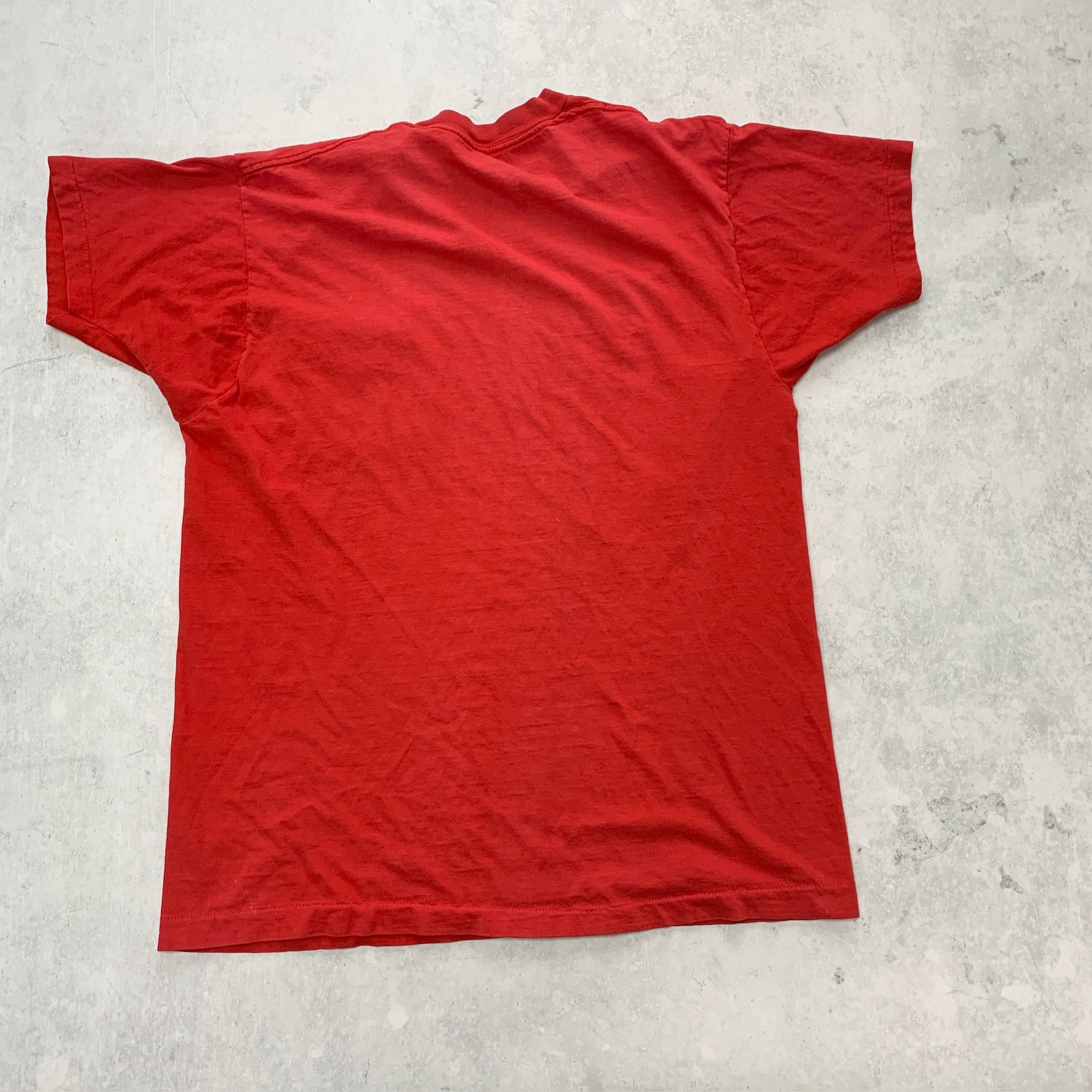 Vintage T Shirt Mens Large Red Single Stitch 90s Blank Plain Pocket Tee