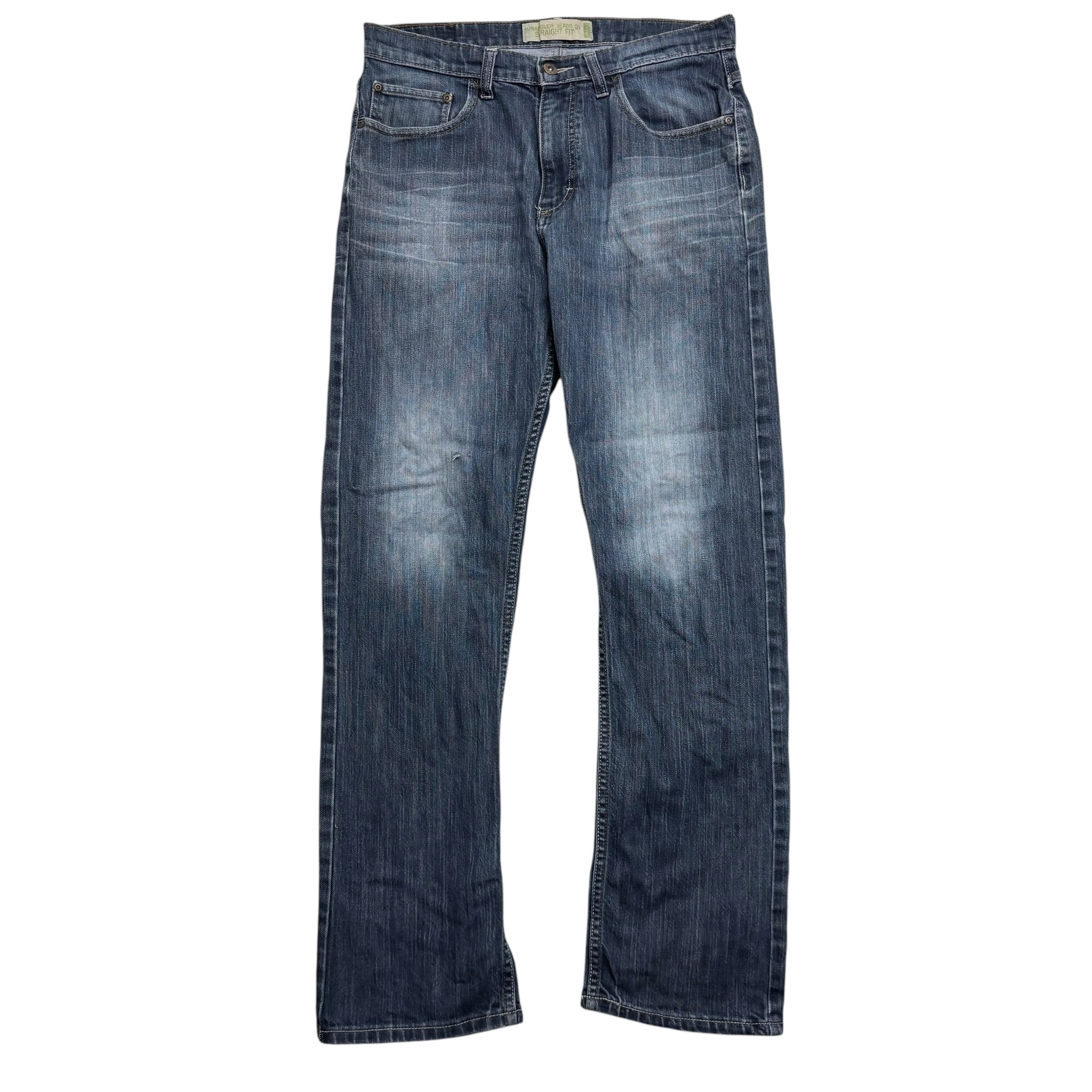 Wrangler Jeans W32 L32 Mens Dark Blue Regular Straight Fit Stretch Denim (F)