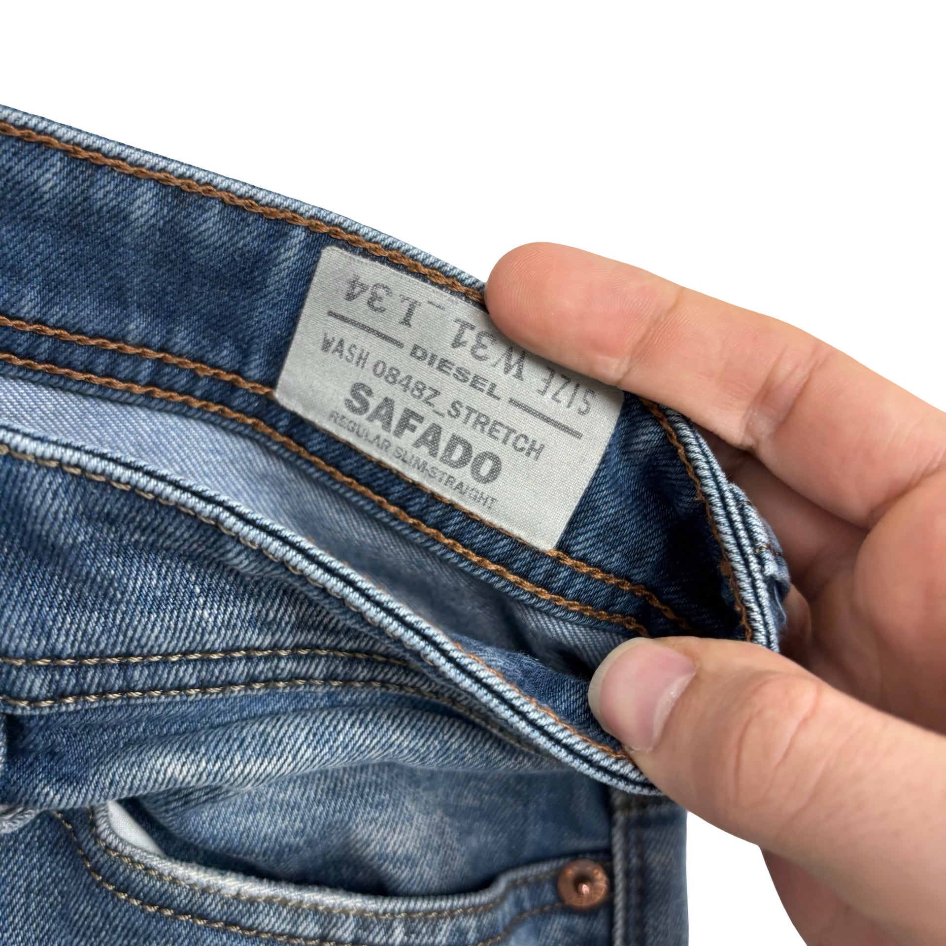 Diesel Safado Jeans W31 L30 Mens Mid Blue Slim Straight Fit Stretch Denim (F)