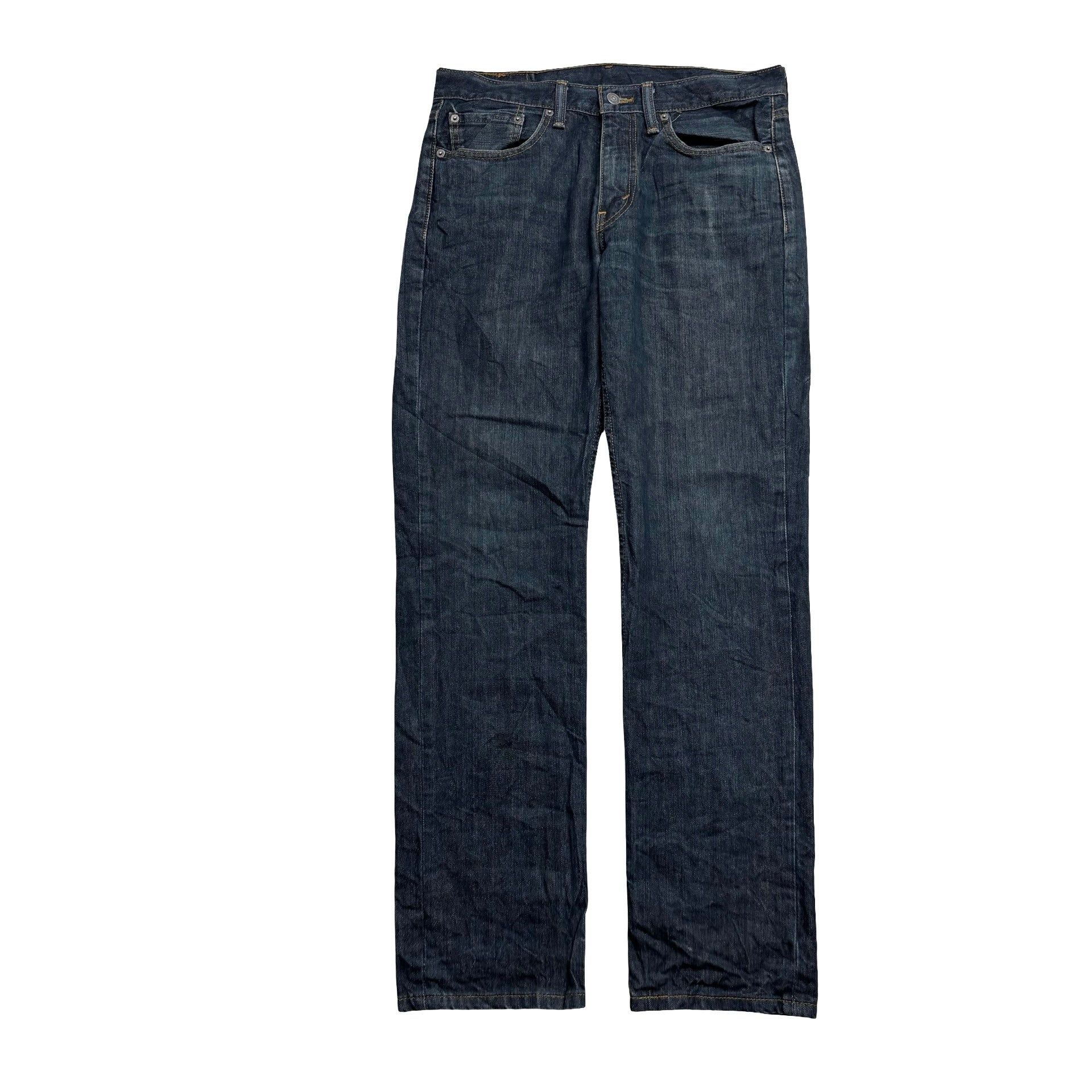 Levis 514 Jeans W32 L32 Mens Dark Blue Regular Straight Fit Denim (E)