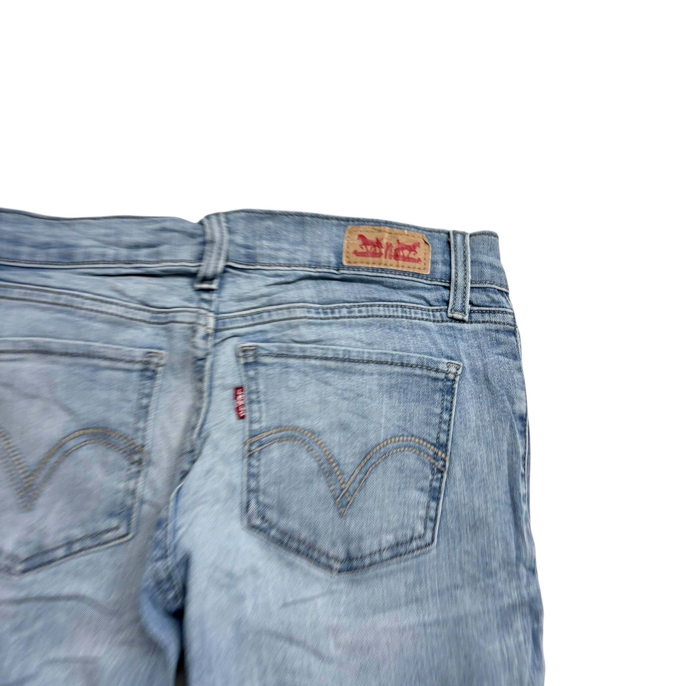 Levis 524 Jeans W27 L32 Womens Skinny Fit Light Blue Stretch Denim (E)