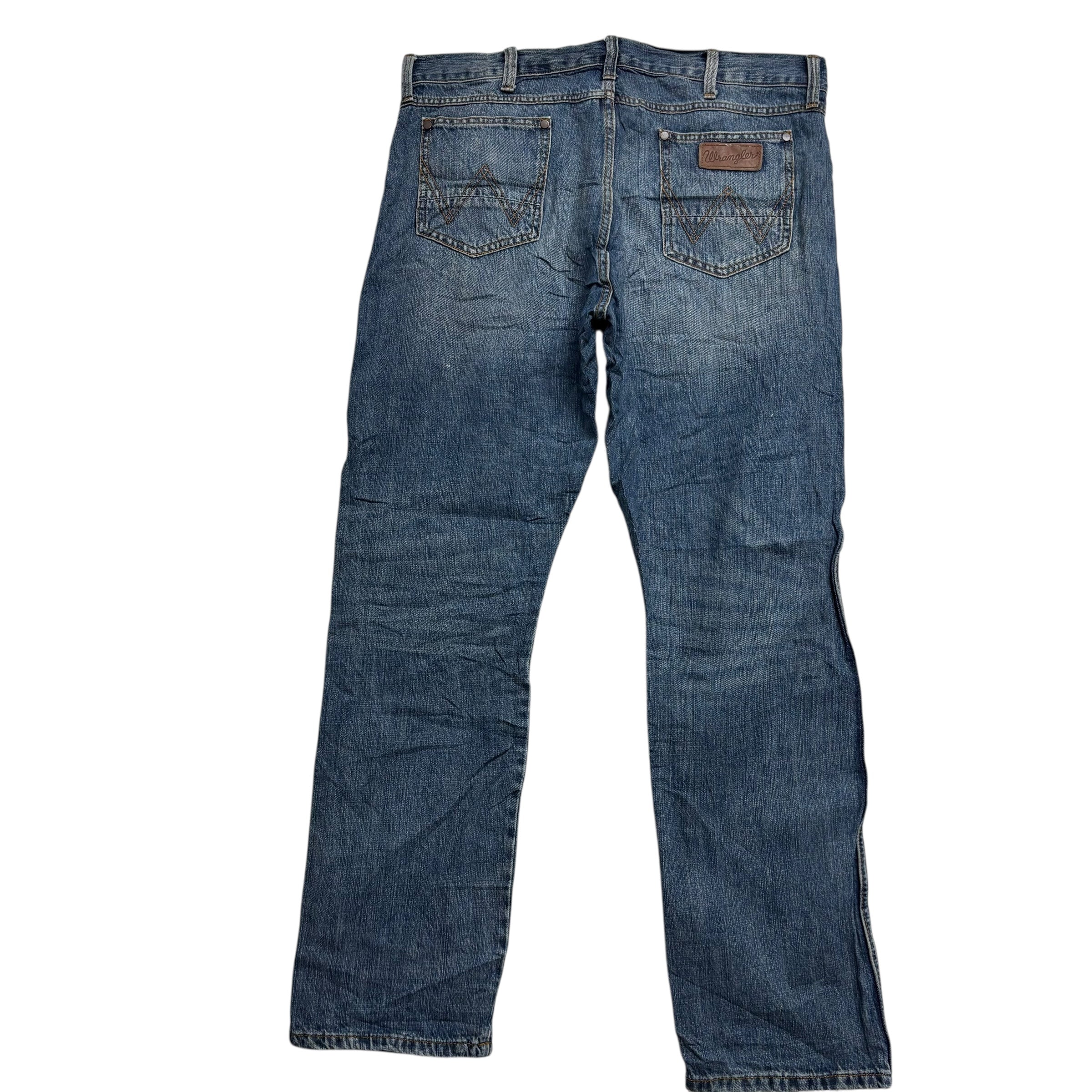 Wrangler Jeans W38 L34 Mens Dark Blue Regular Straight Fit Denim (E)