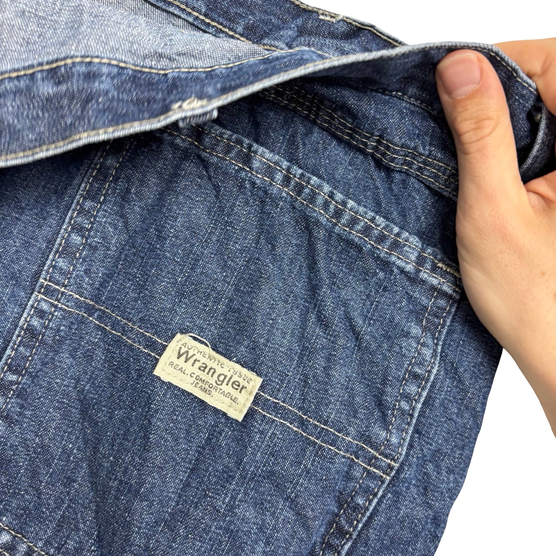 Wrangler Carpenter Jeans W48 L29 Mens Dark Blue Relaxed Fit Denim (E)