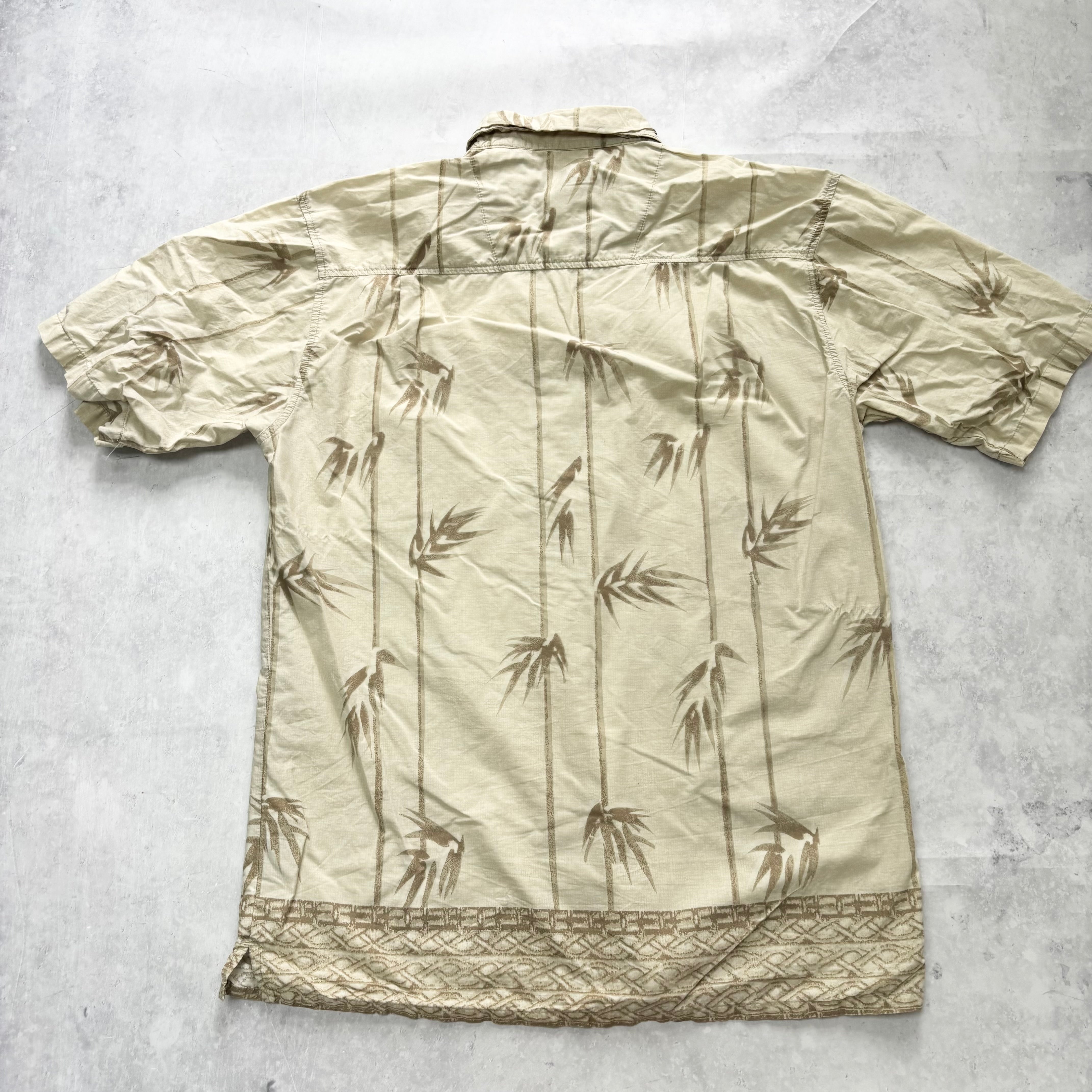 Vintage Hawaiian Shirt Mens Medium Yellow Floral Aloha Short Sleeve Cotton
