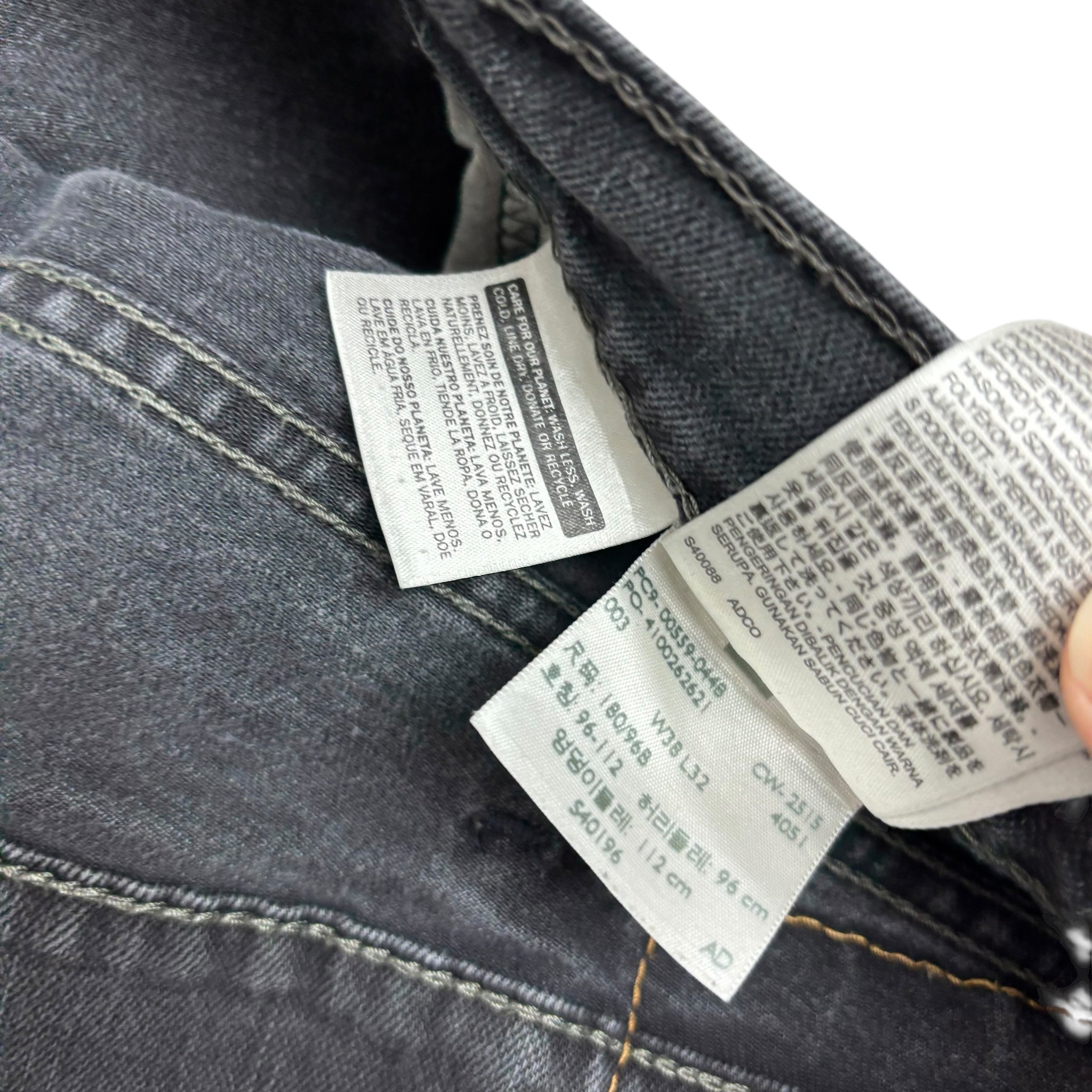 Levis 559 Jeans W38 L32 Mens Black Baggy Relaxed Straight Fit Stretch Denim