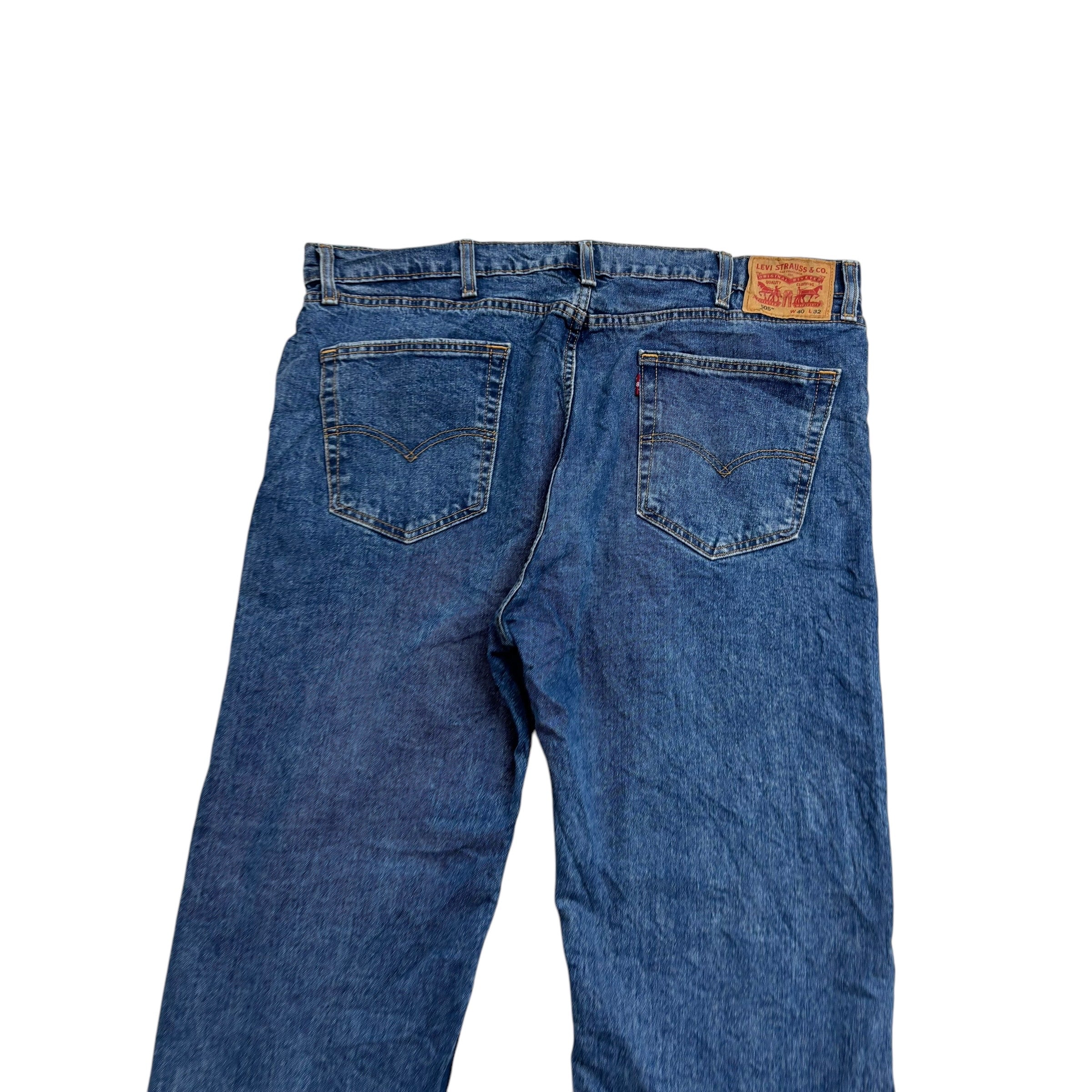 Levis 505 Jeans W40 L32 Mens Mid Blue Regular Straight Fit Stretch Denim (E)