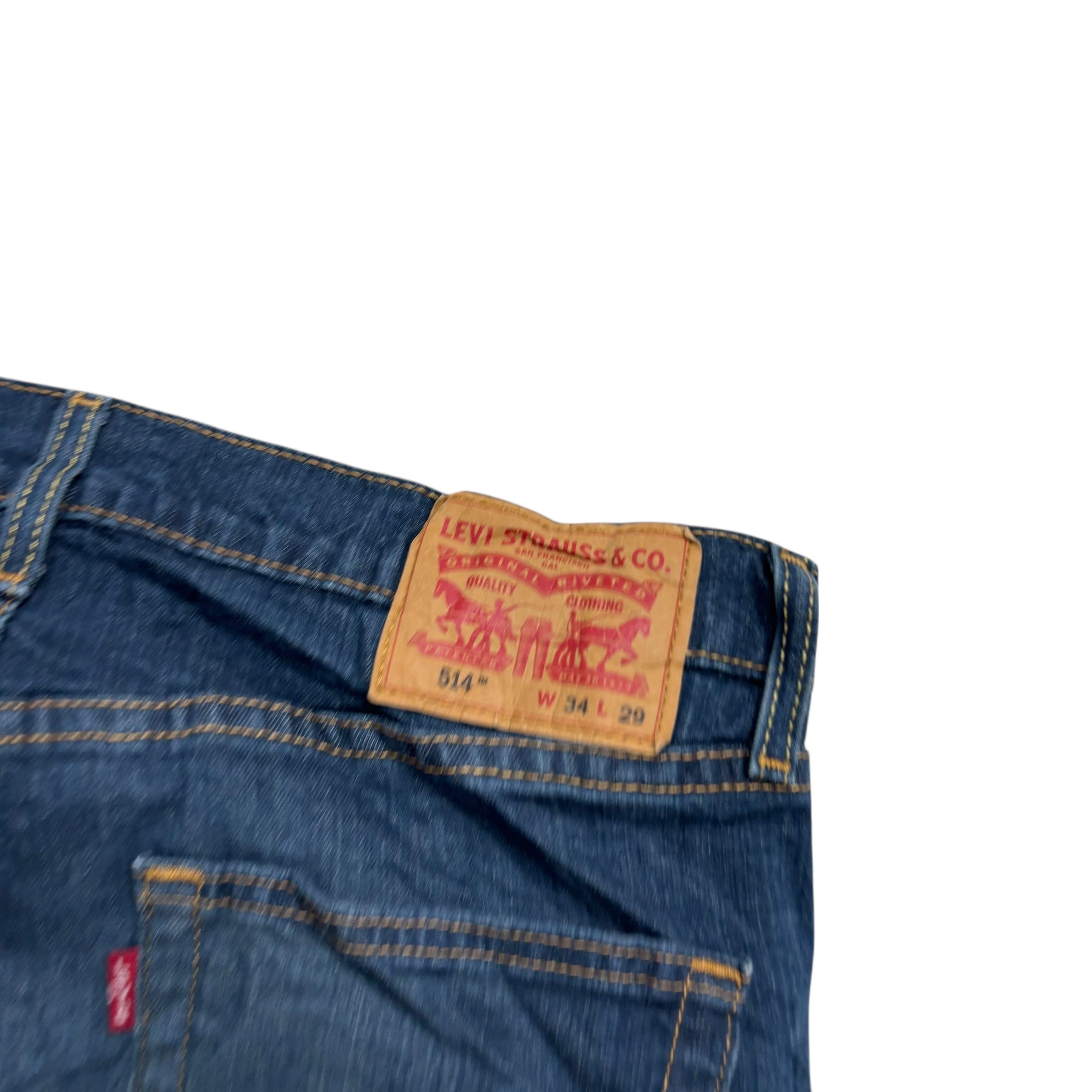 Levis 514 Jeans W34 L29 Mens Dark Blue Regular Straight Fit Stretch Denim