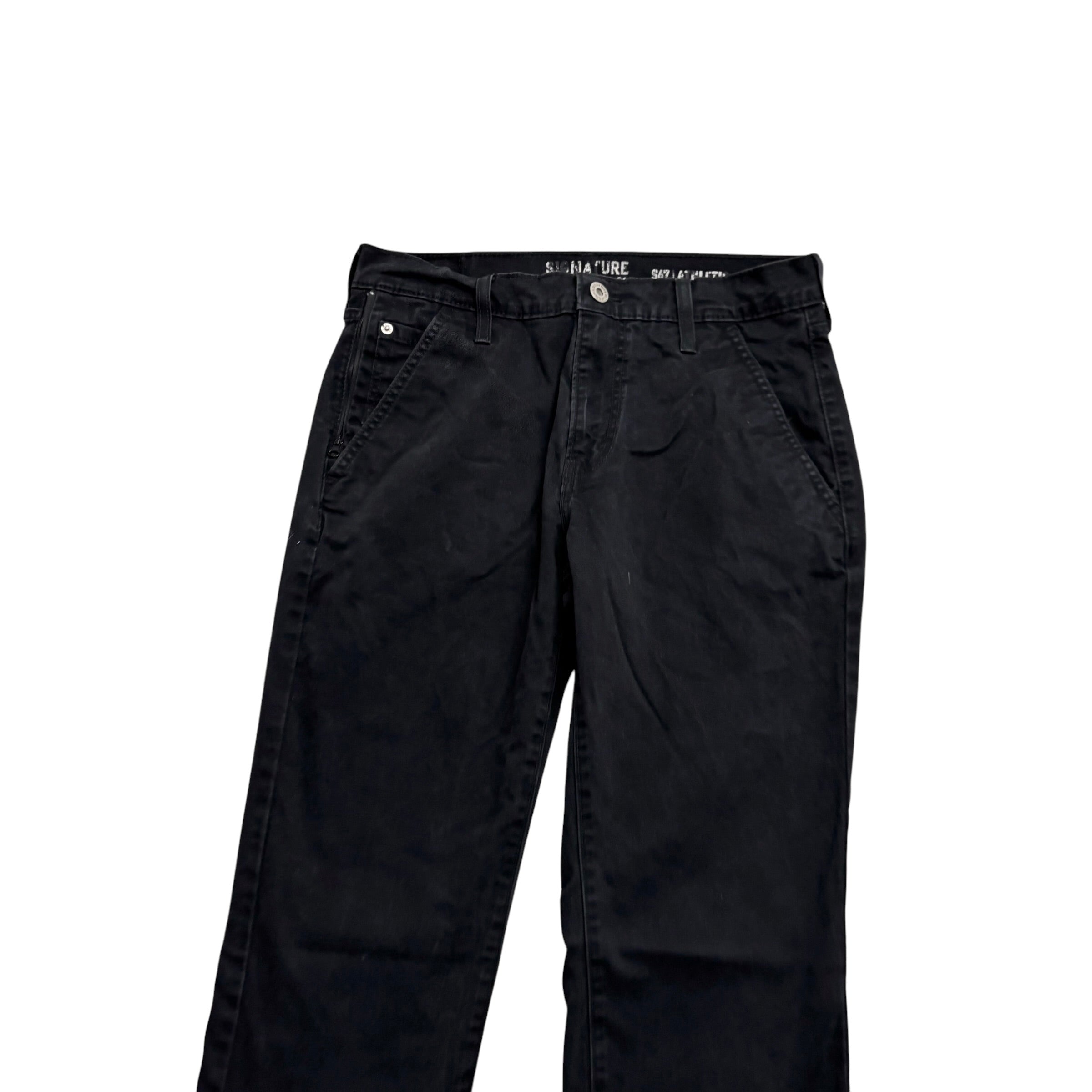 Levis Signature Trousers W31 L29 Mens Black Athletic Fit Stretch Pants (E)