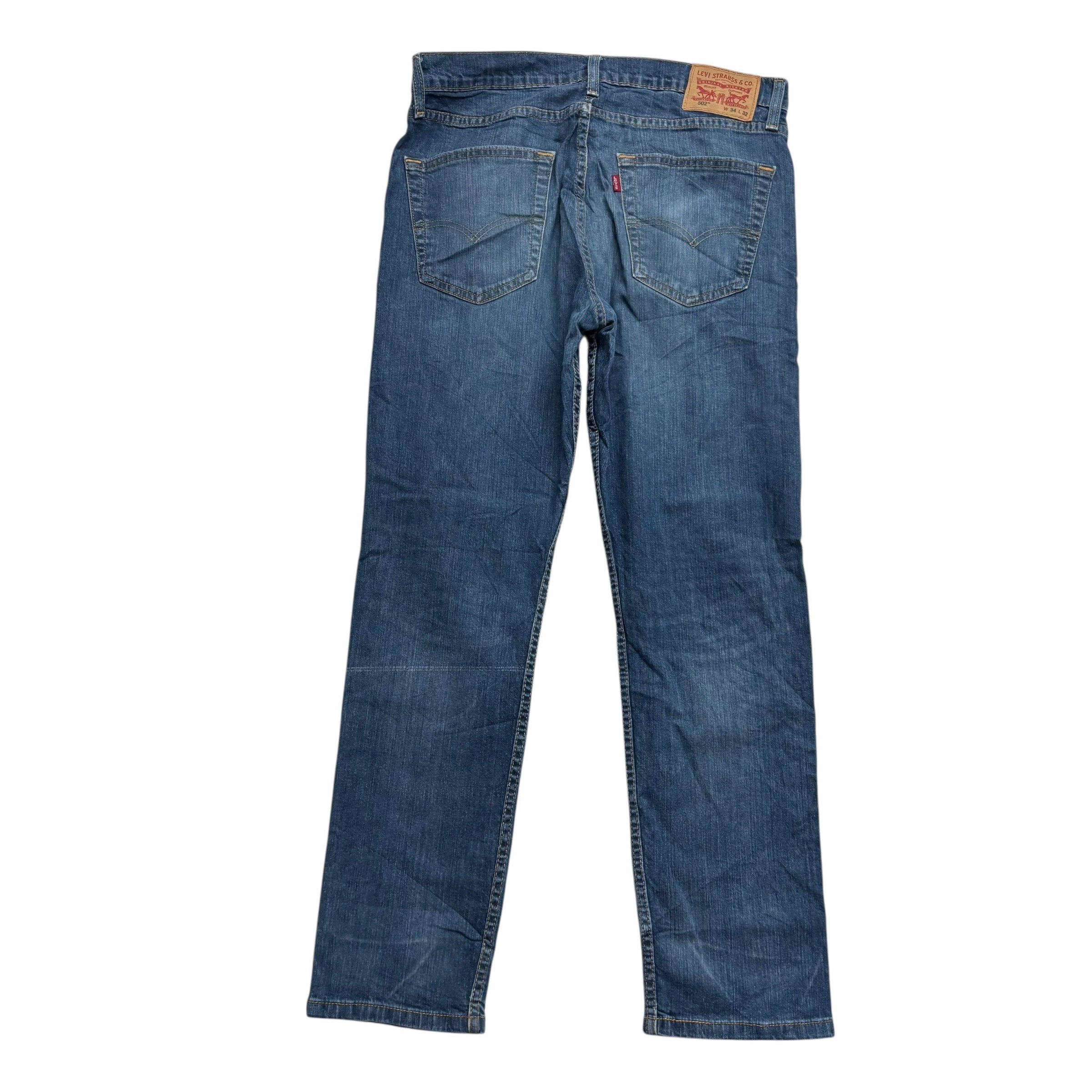 Levis 502 Jeans W34 L31 Mens Dark Blue Regular Tapered Fit Stretch Denim