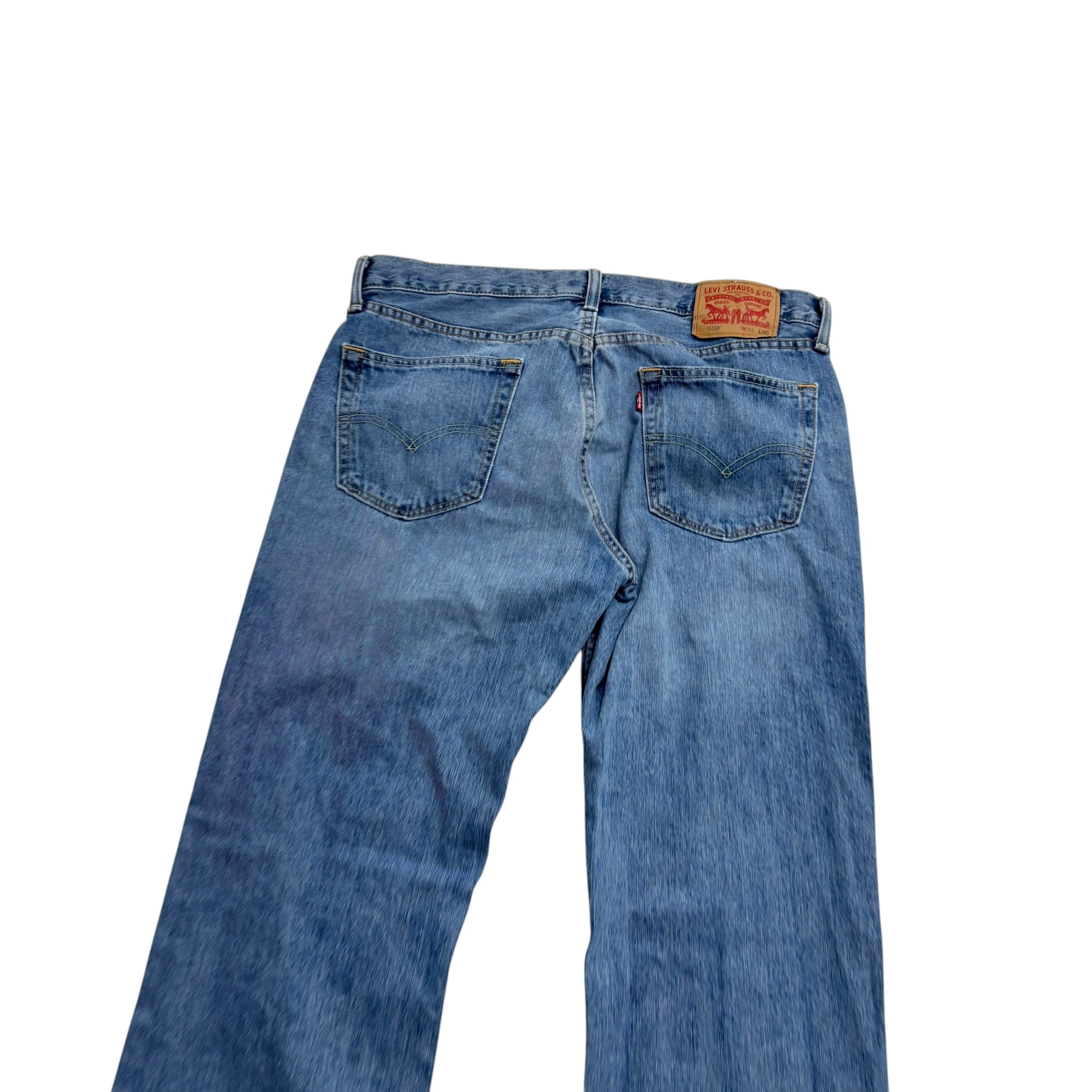 Levis 559 Jeans W34 L30 Mens Light Blue Baggy Relaxed Straight Fit Denim