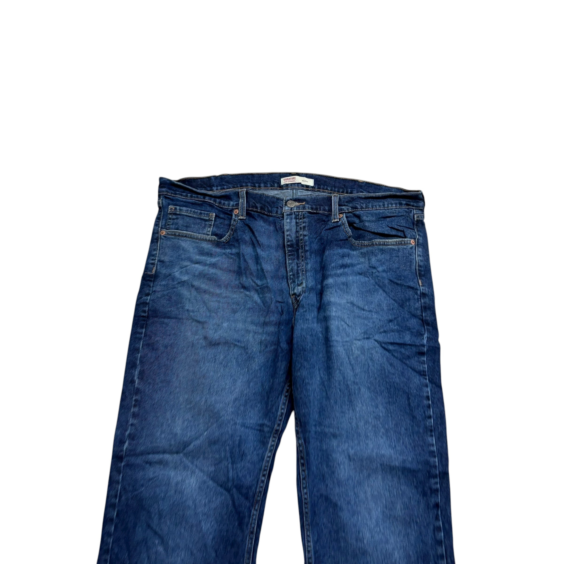 Levis Signature Jeans W40 L30 Mens Dark Blue Baggy Relaxed Fit Stretch (F)