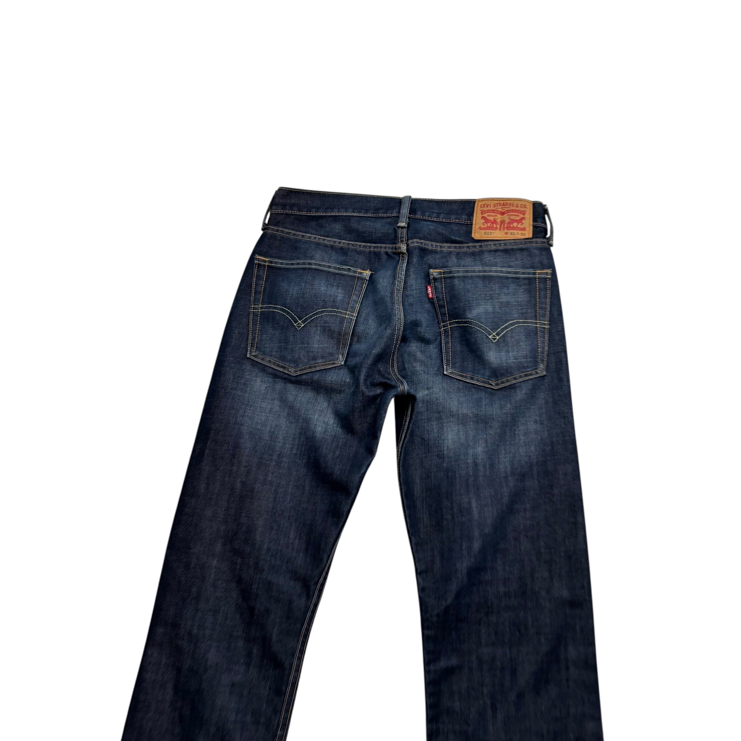 Levis 513 Jeans W31 L32 Mens Dark Blue Slim Straight Fit Denim (E)