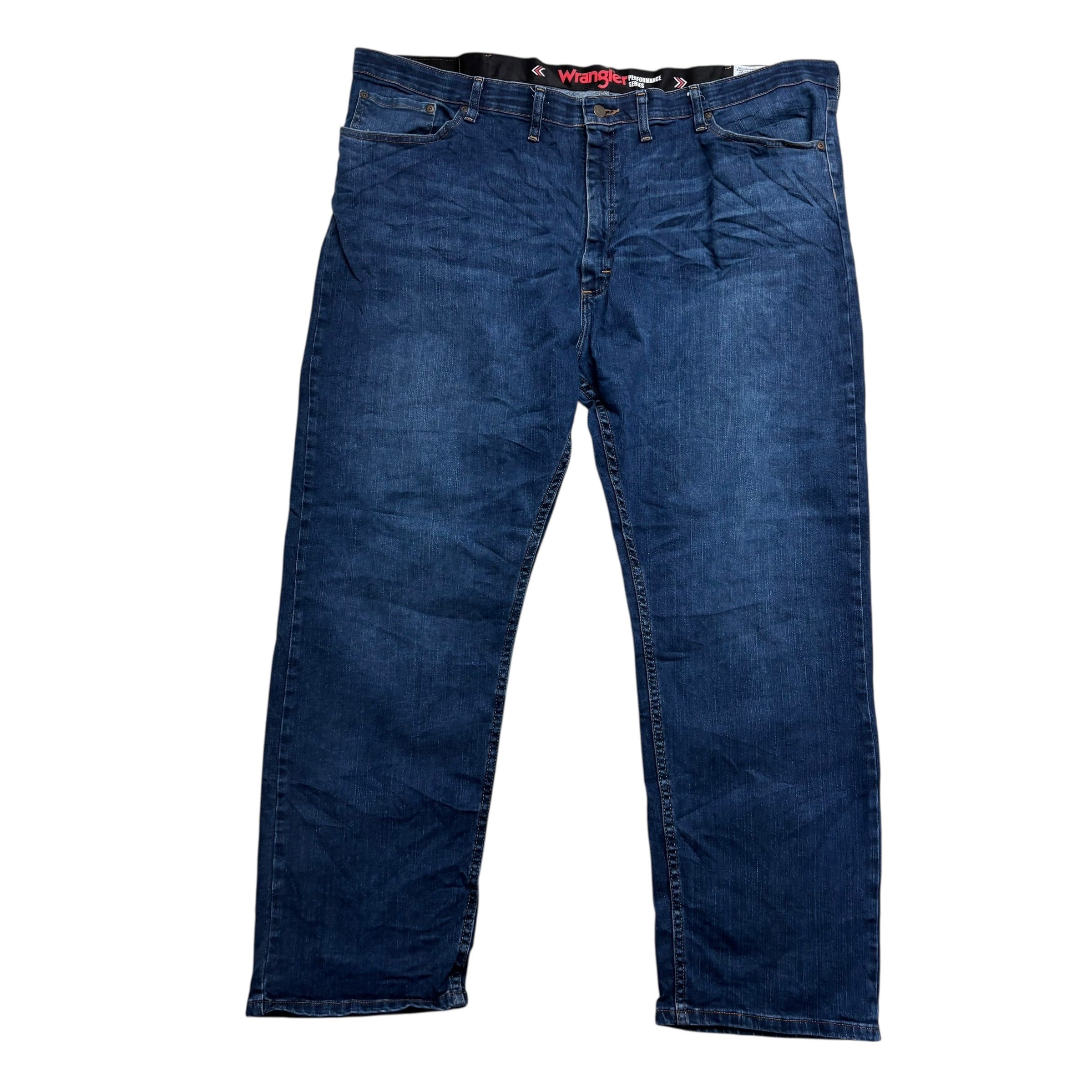 Wrangler Jeans W46 L30 Mens Dark Blue Regular Straight Fit Stretch Denim (E)