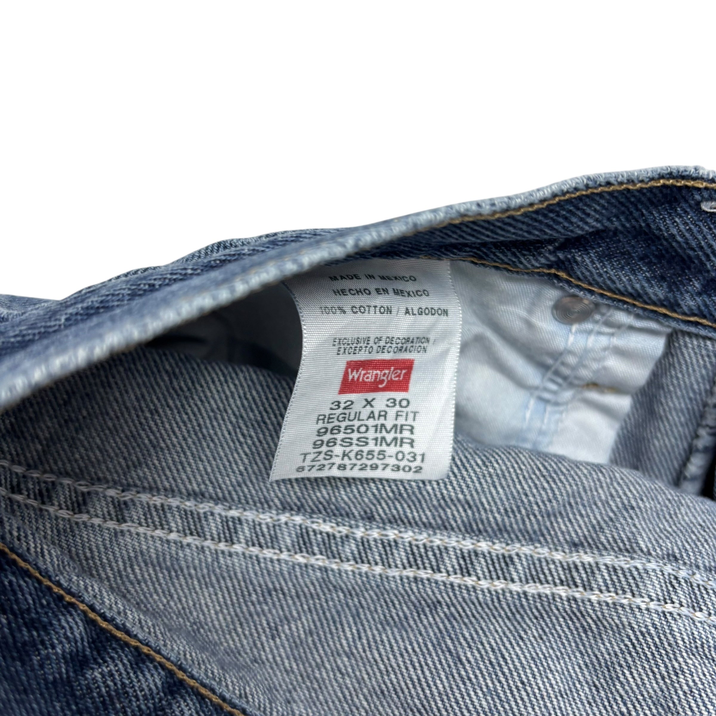 Wrangler Jeans W32 L30 Mens Mid Blue Regular Straight Fit Denim