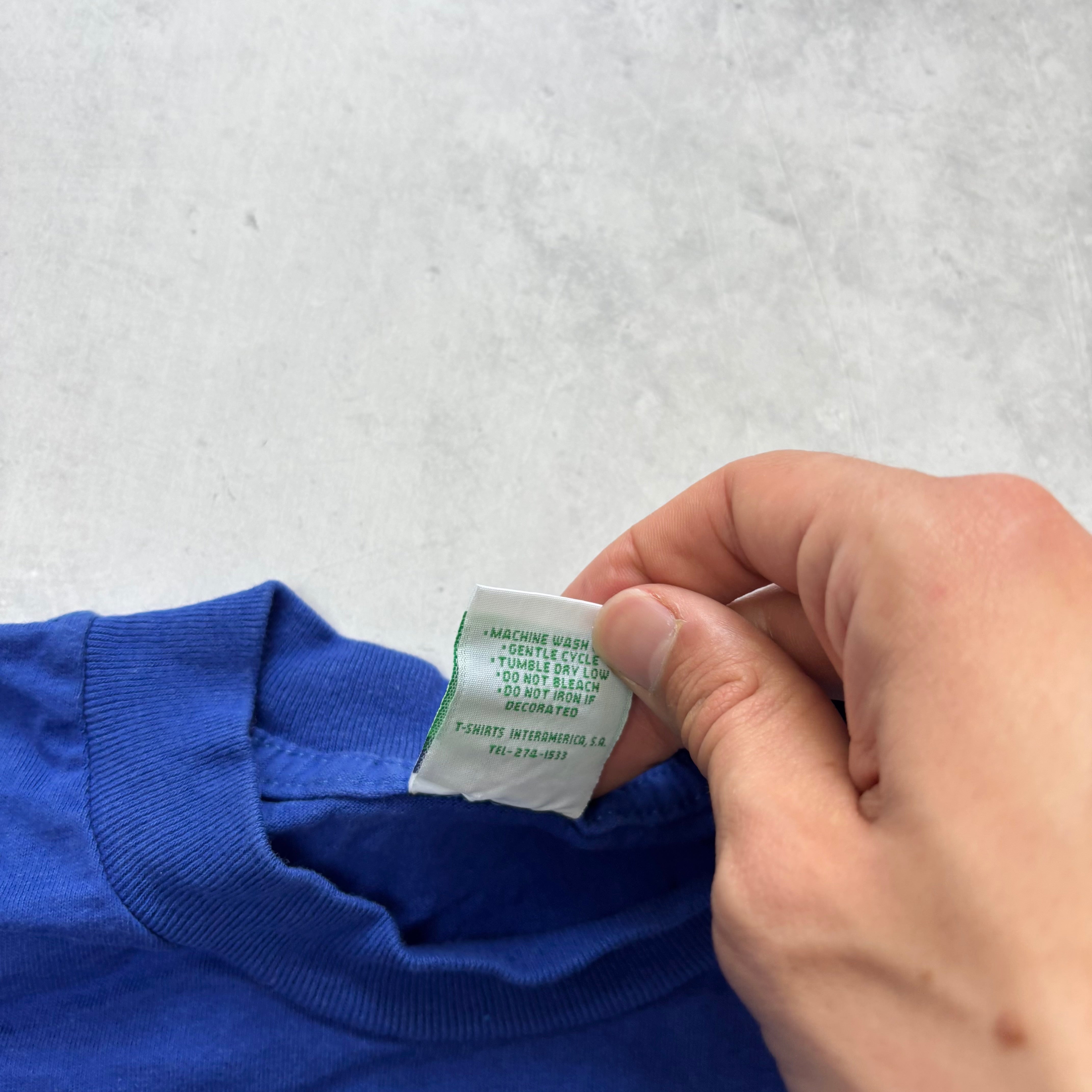 Vintage T Shirt Mens Medium Blue Single Stitch Graphic Print 90s Tourist (E)