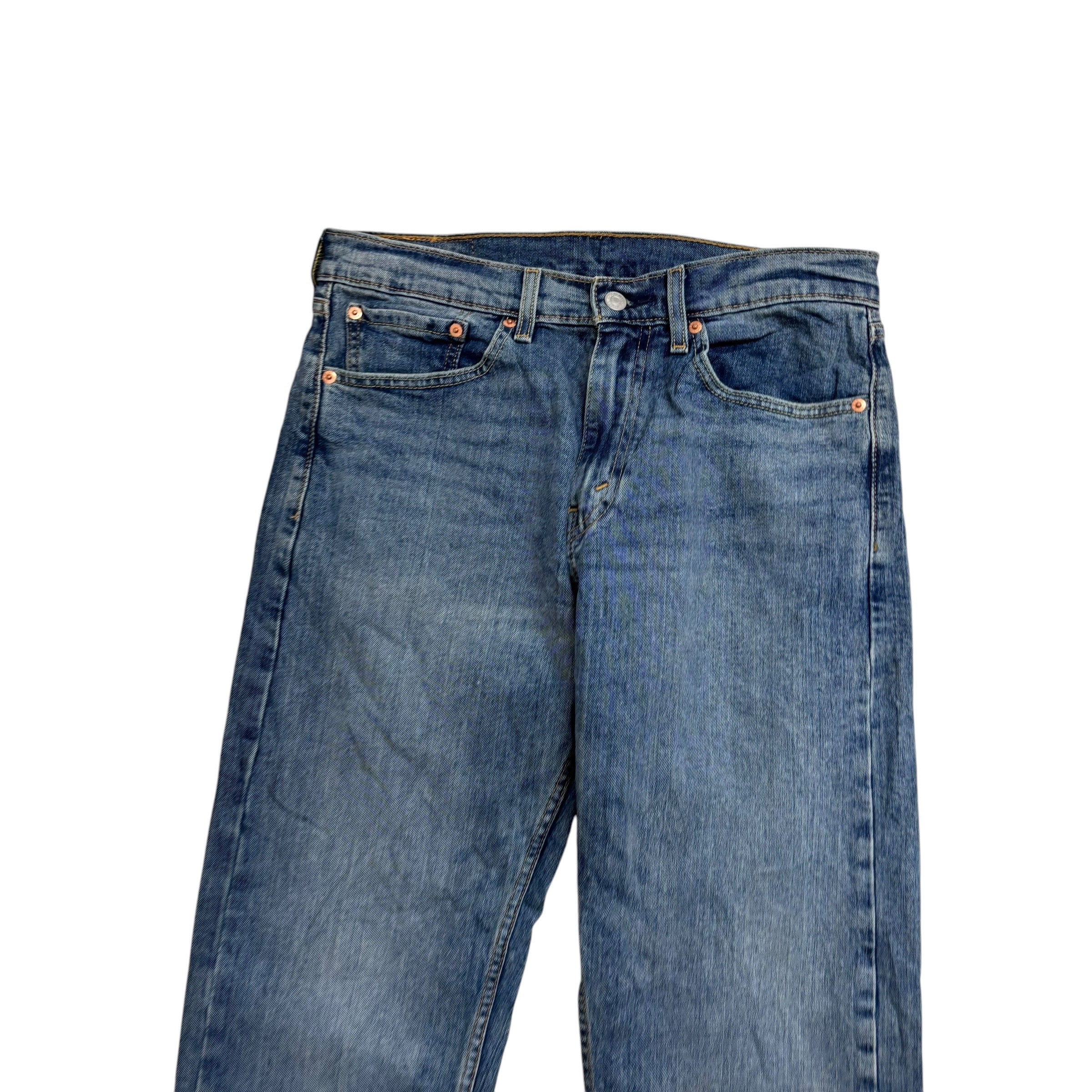 Levis 505 Jeans W32 L30 Mens Mid Blue Regular Straight Fit Stretch Denim (E)