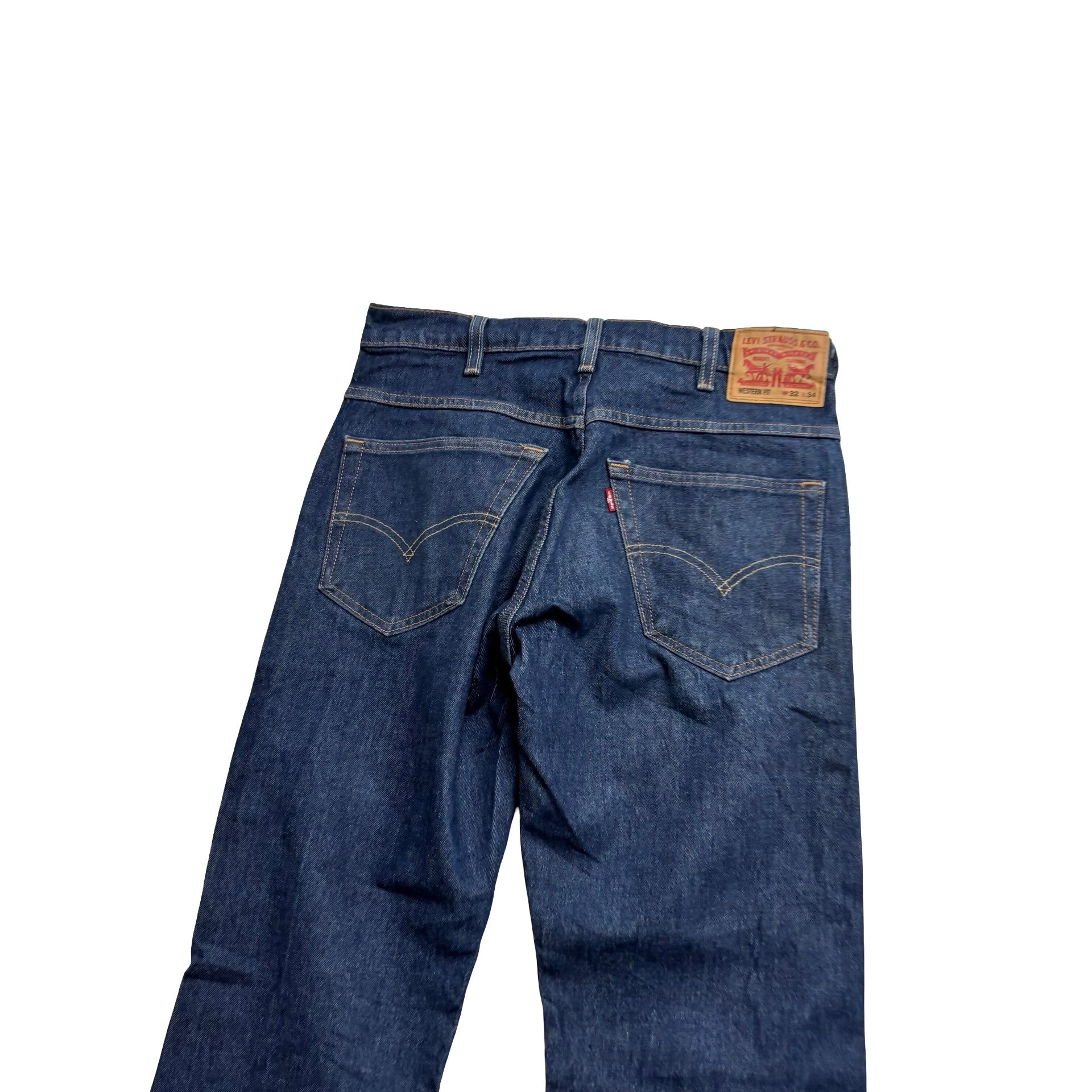 Levis Jeans W32 L34 Mens Dark Blue Western Regular Straight Stretch Denim (E)