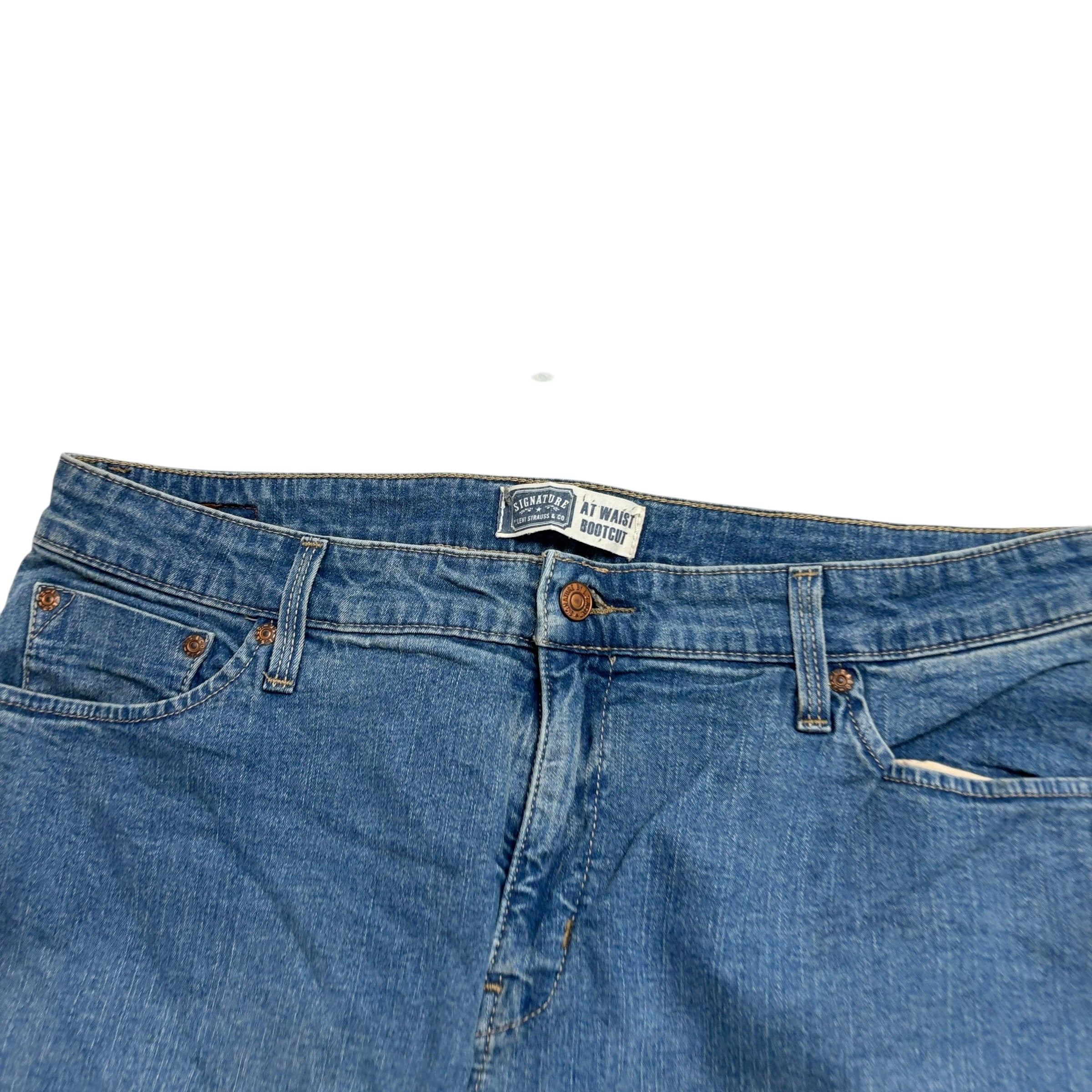 Levis Signature Jeans W36 L30 Womens Bootcut Fit Mid Blue Stretch Denim (E)
