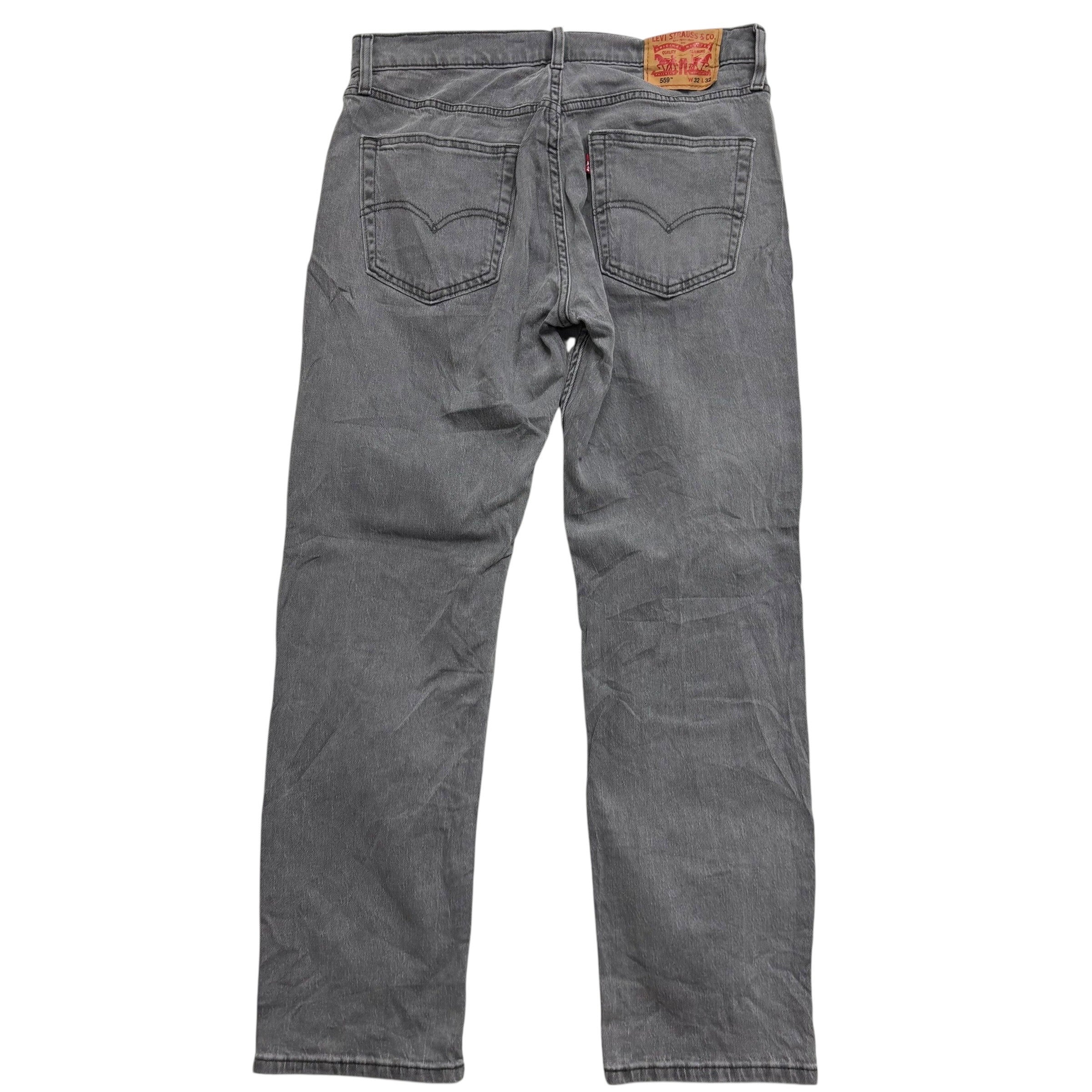 Levis 559 Jeans W32 L32 Mens Grey Baggy Relaxed Straight Fit Stretch Denim (E)