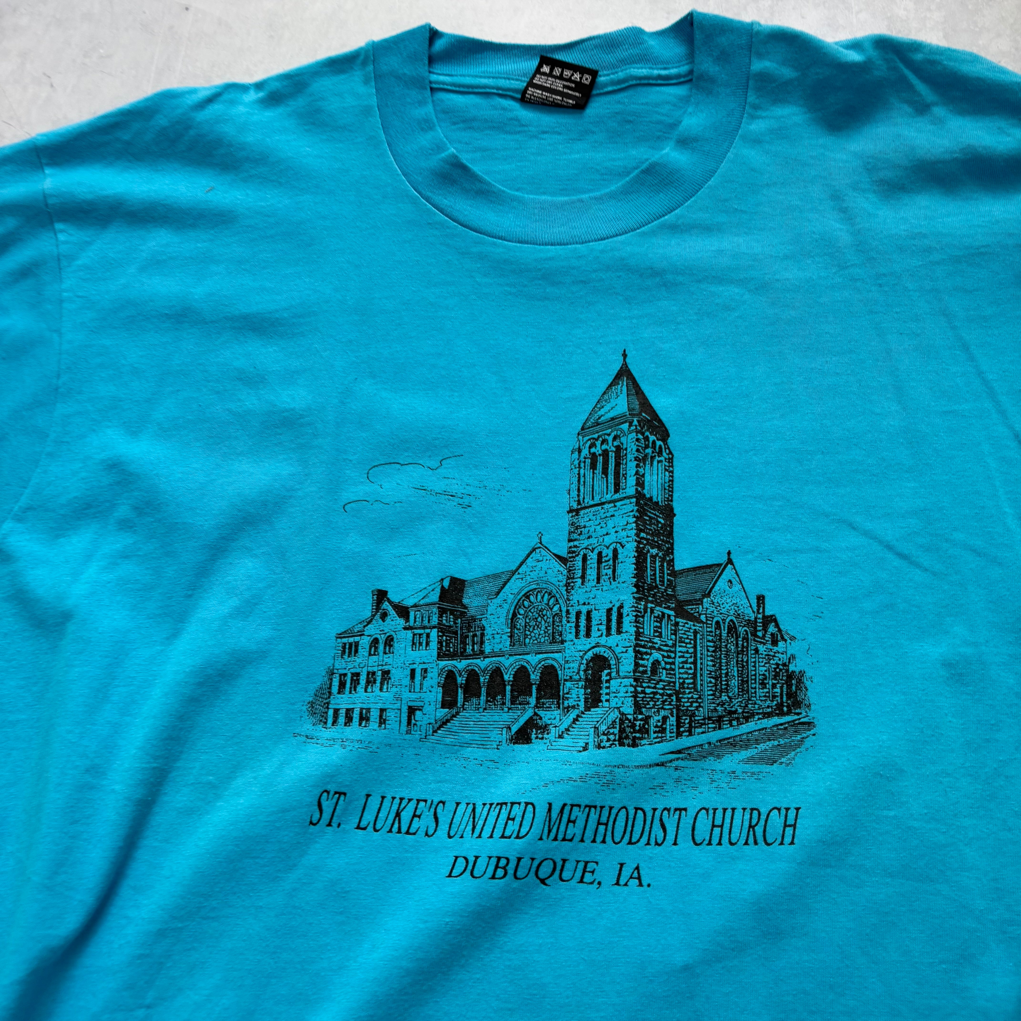 Vintage T Shirt Mens XL Blue Single Stitch Graphic Print 90s Tourist (E)