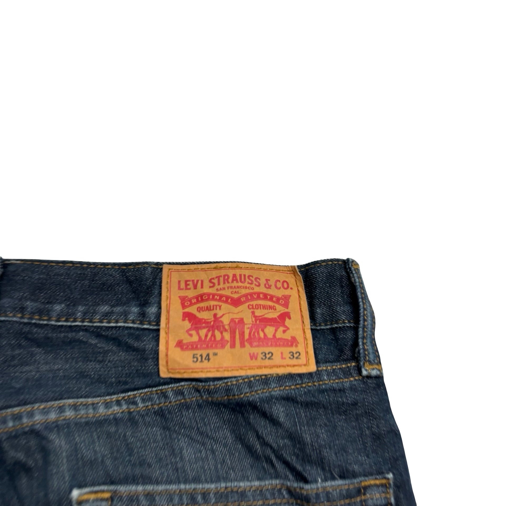 Levis 514 Jeans W32 L32 Mens Dark Blue Regular Straight Fit Denim (E)