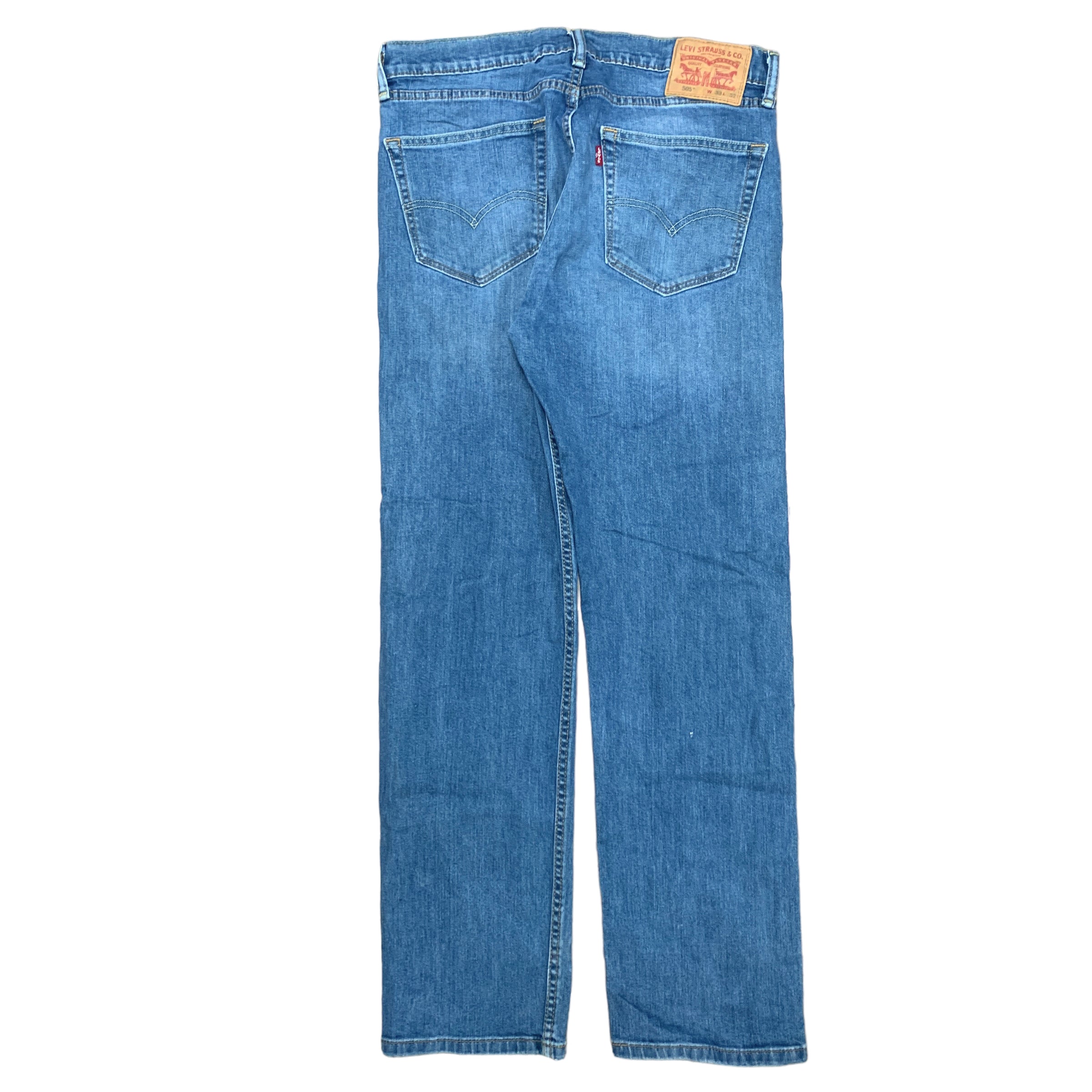 Levis 505 Jeans W33 L32 Mens Vintage Blue Regular Straight Fit Denim