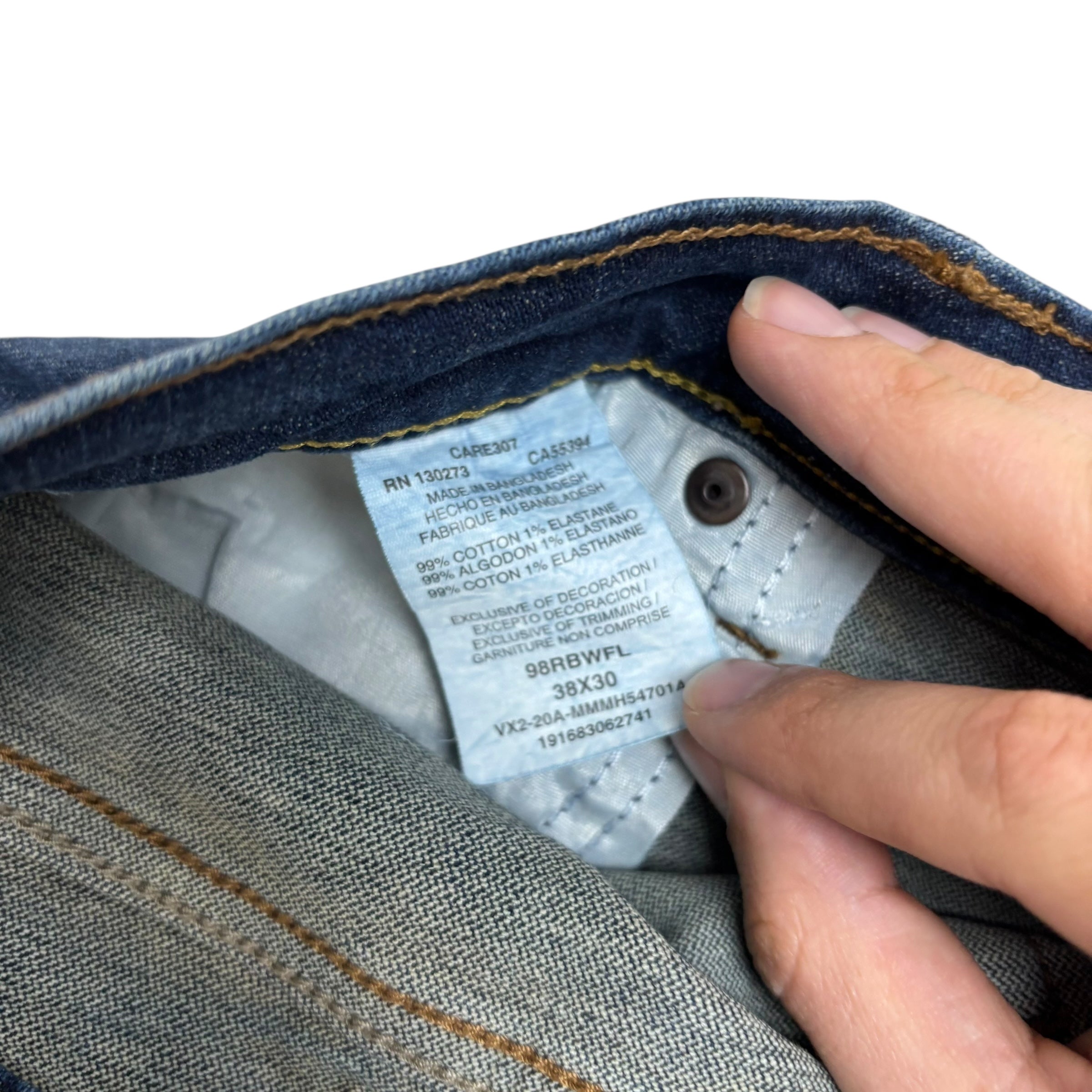 Wrangler Jeans W38 L30 Mens Dark Blue Relaxed Bootcut Fit Stretch Denim (E)