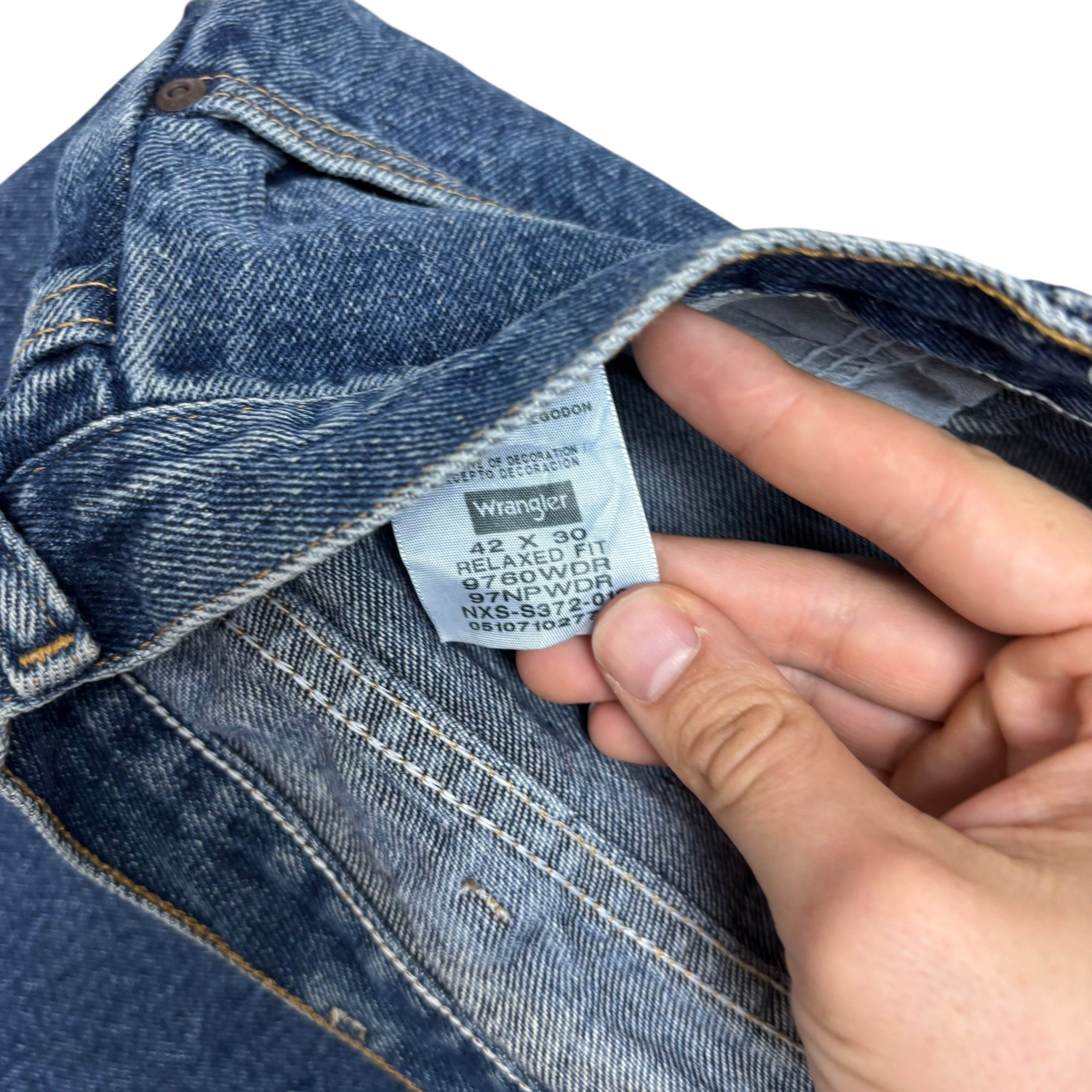Wrangler Jeans W42 L30 Mens Mid Blue Regular Straight Fit Denim