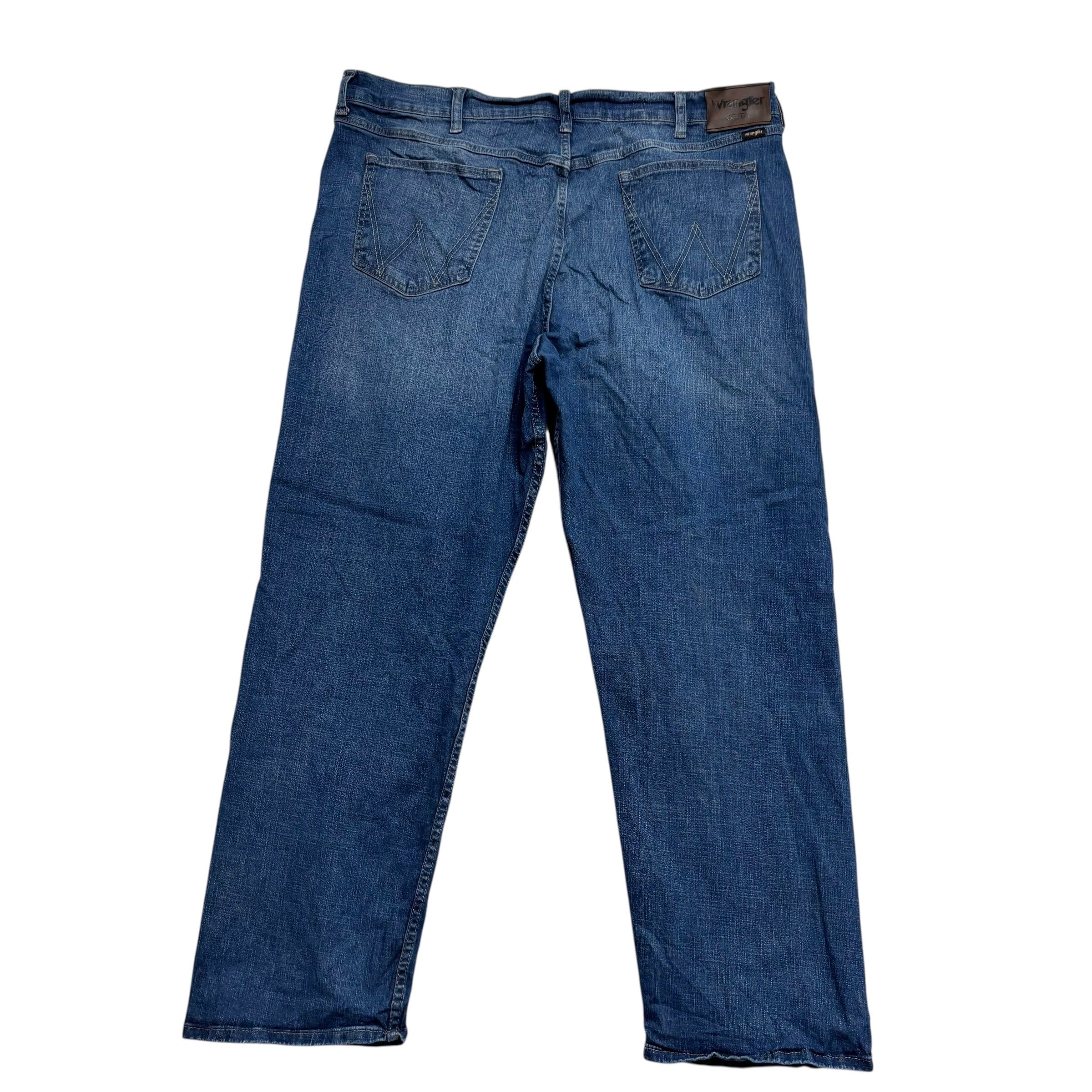 Wrangler Jeans W40 L30 Mens Mid Blue Relaxed Straight Fit Stretch Denim (E)